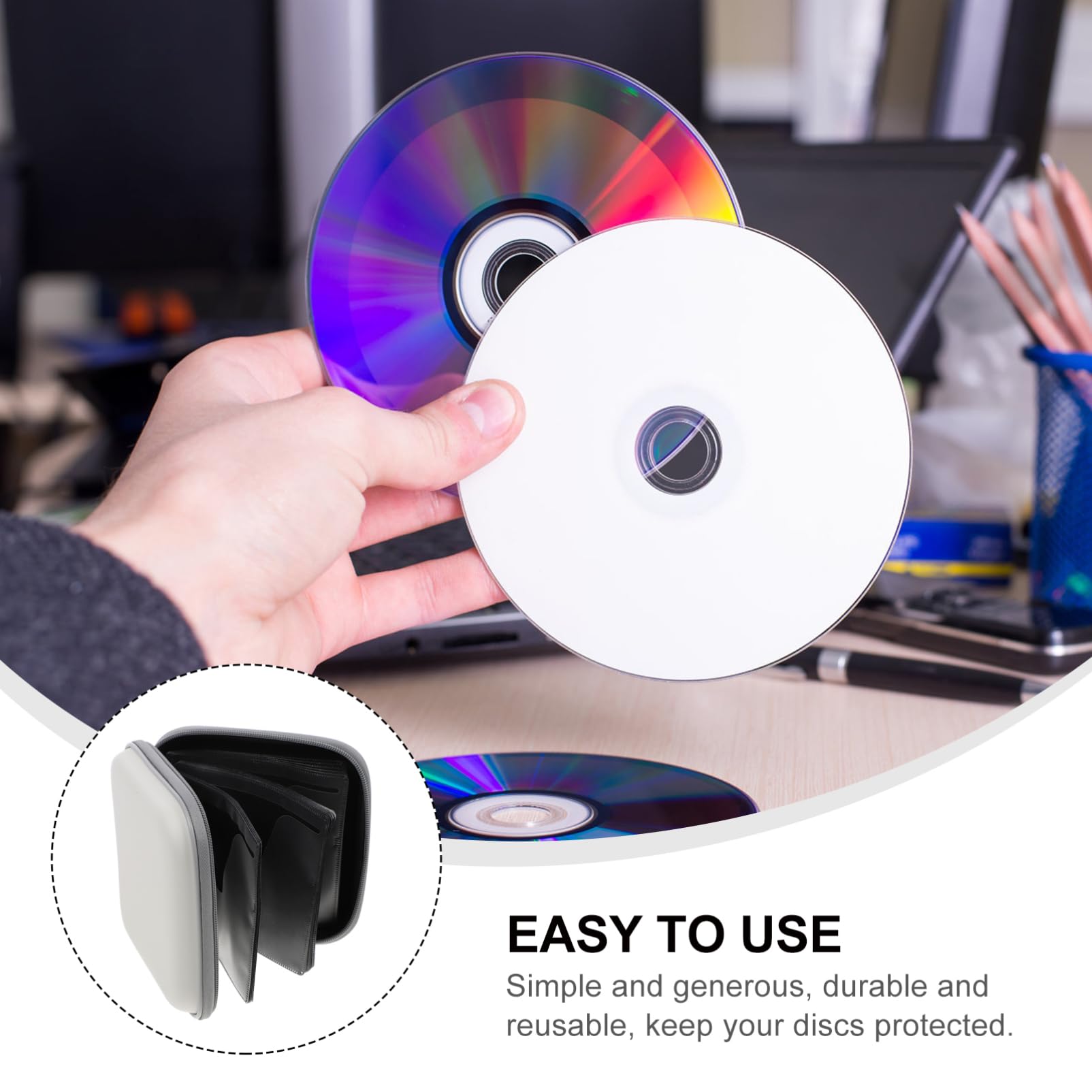 Veemoon White PP Disc Protector - Perfume Holder, DVD Case, Toiletry Bag, Coin Purse, Binder Booklet & Makeup Organizer | Compact Storage for CDs, Cosmetics & Small Essentials | Perfect for Travel, Home & Office Organization