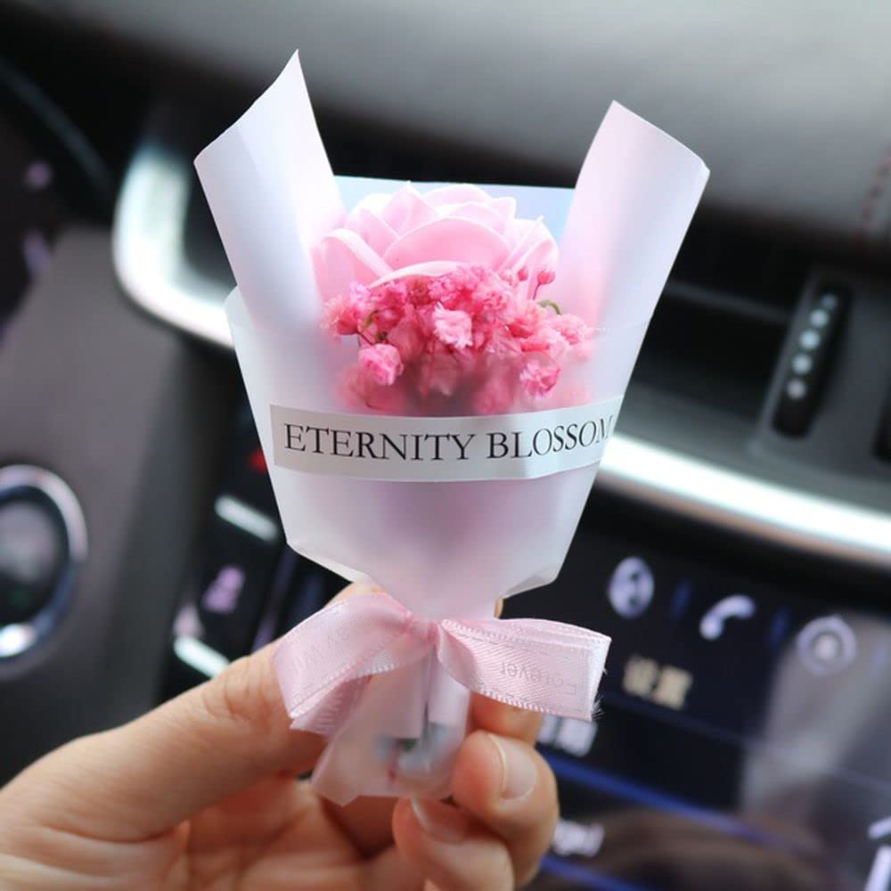Mini Dried Flowers Bouquet for Car Air Vent Clips - Natural Car Air Freshener & Decorative Vent Accessories (Set of 3) - Perfect for Home, Office, and Car Interior Decor