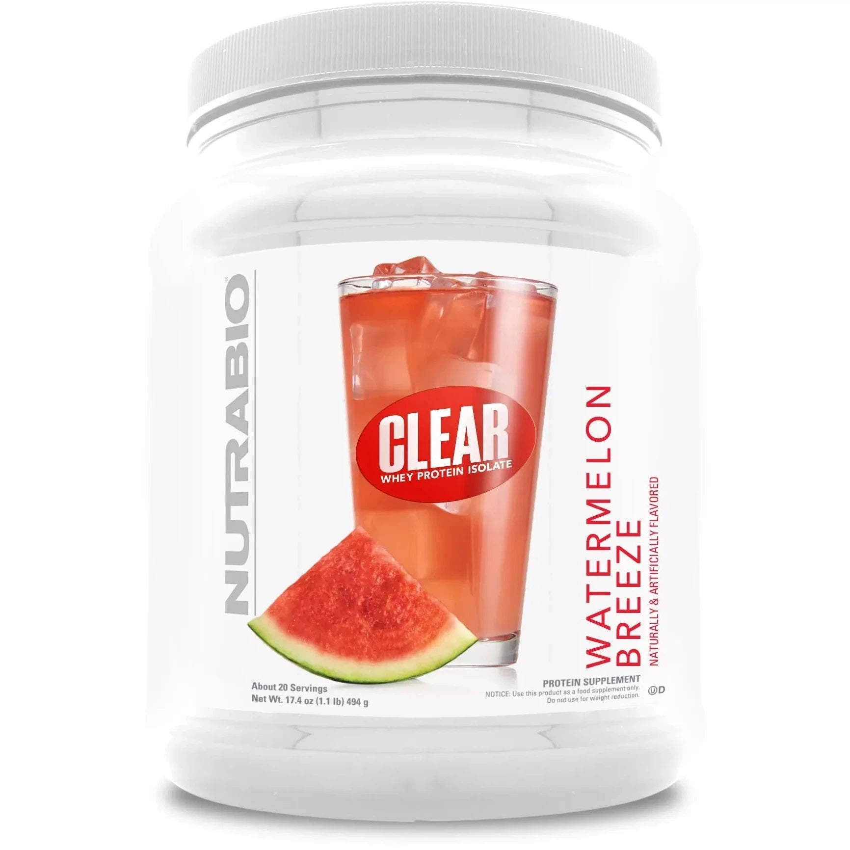 NutraBio CLEAR Whey Protein Isolate Powder - Low Calorie, Lactose Free, Refreshing Fruit Flavors for Post-Workout Recovery, Muscle Growth & Weight Loss - Perfect for Gym, Home Workouts & Healthy Lifestyle
