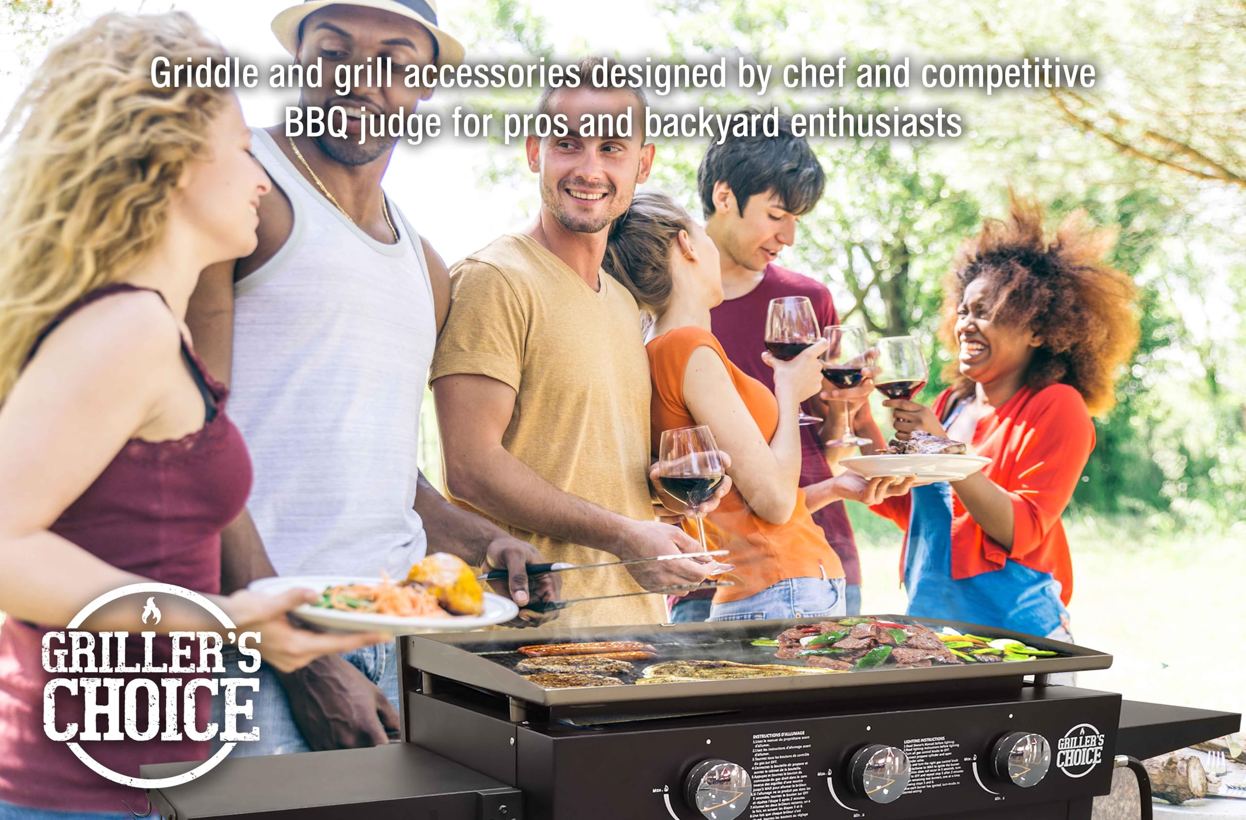 Premium Gas Griddle with Hinged Hood & Wind Guards - 4-Tier Outdoor Cooking Griddle with Removable Lid, Front Grease Management & Back Hooks - Perfect for Backyard BBQs, Camping & Tailgating Parties