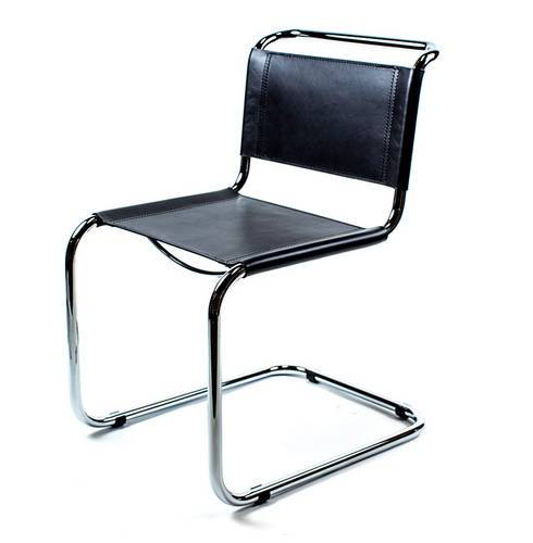 Mart Stam Cantilever Side Chair - Black Leather Upholstered Modernist Design for Living Room, Office & Dining Space