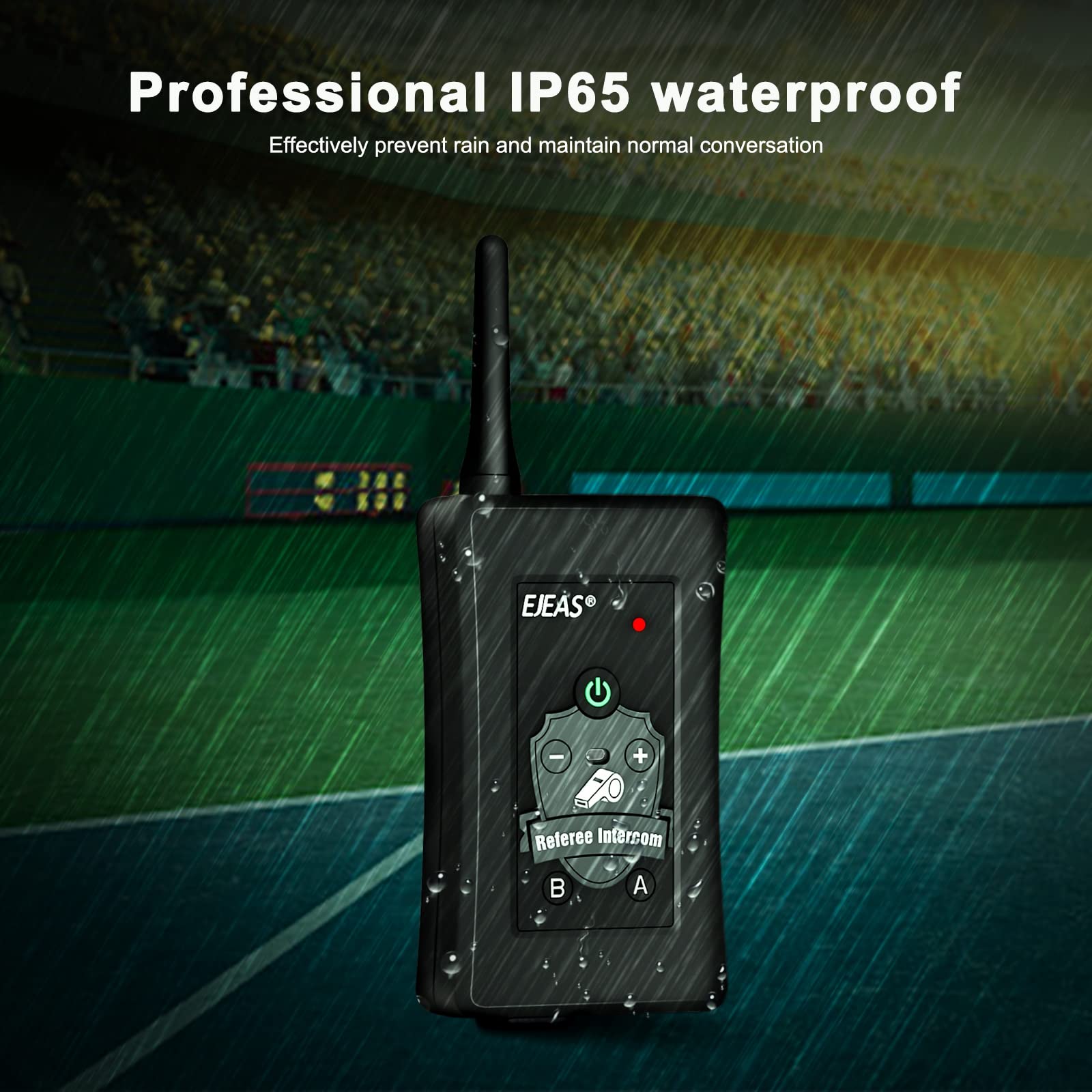 EJEAS FBIM Professional Referee Bluetooth Headset - 4-Way 1500M Communication System with Noise Cancelling, Waterproof & 850mAh Battery - Includes Armband for Football, Handball & Basketball Referees (2 Pack) - Perfect for Sports Officiating, Coaching & Team Communication