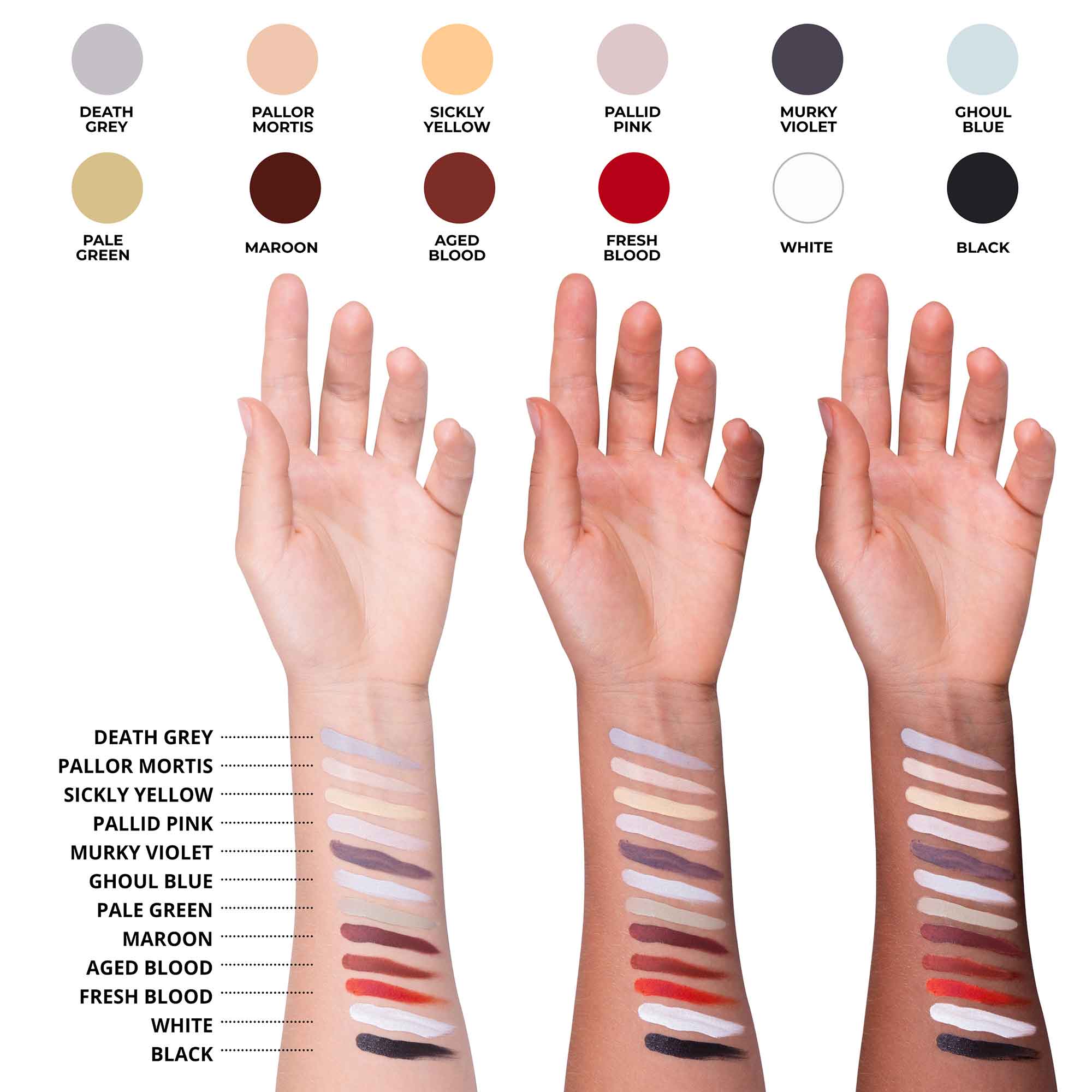 Professional Quick-Drying Death FX Cream Makeup Palette - Halloween, Cosplay & Special Effects Makeup Kit for Theater & Film