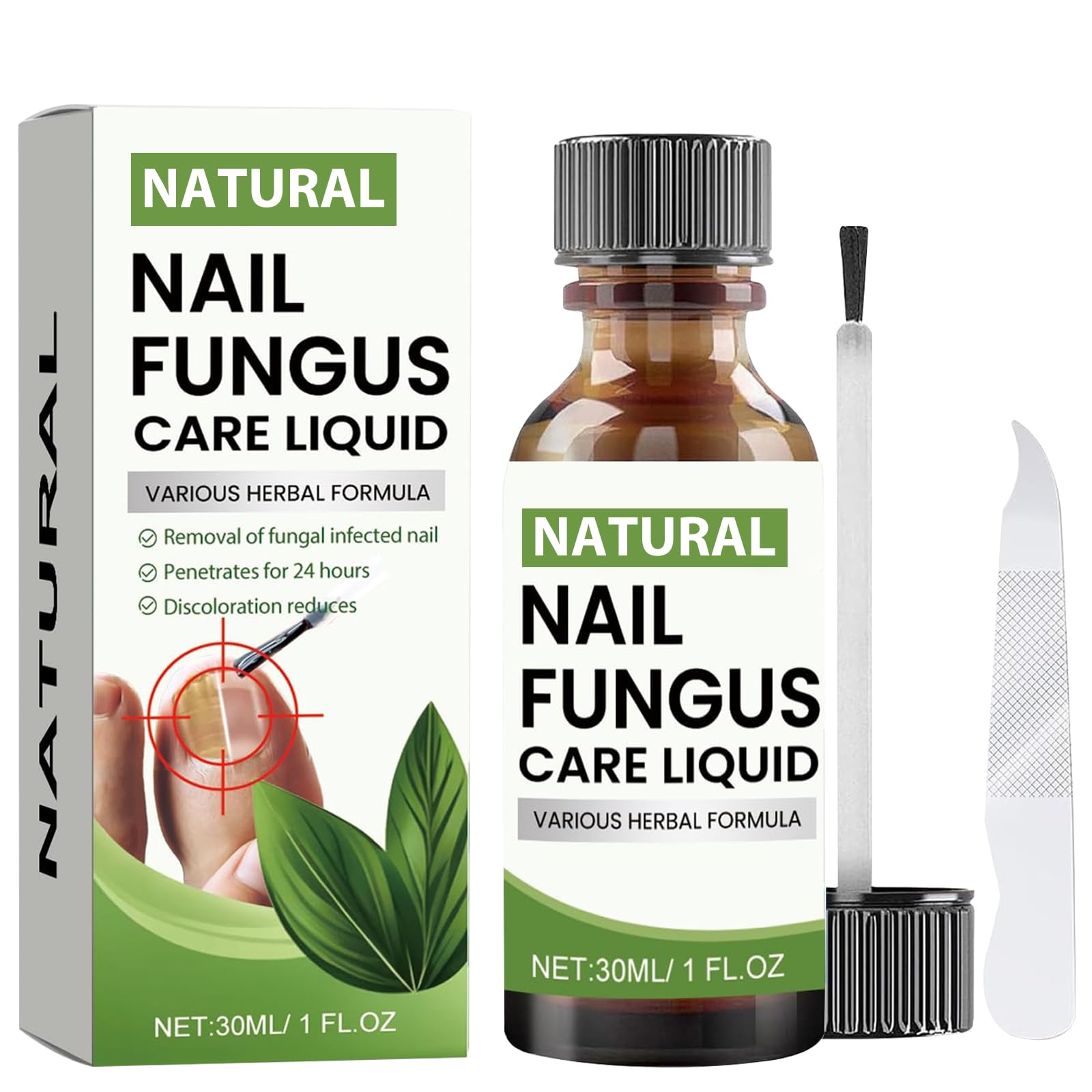Extra Strength Toenail Fungus Treatment for Thick, Broken & Discolored Nails - Antifungal Solution for Athlete's Foot with Soft Brush Applicator - 30ml (Green) - Perfect for Daily Foot Care & Nail Restoration