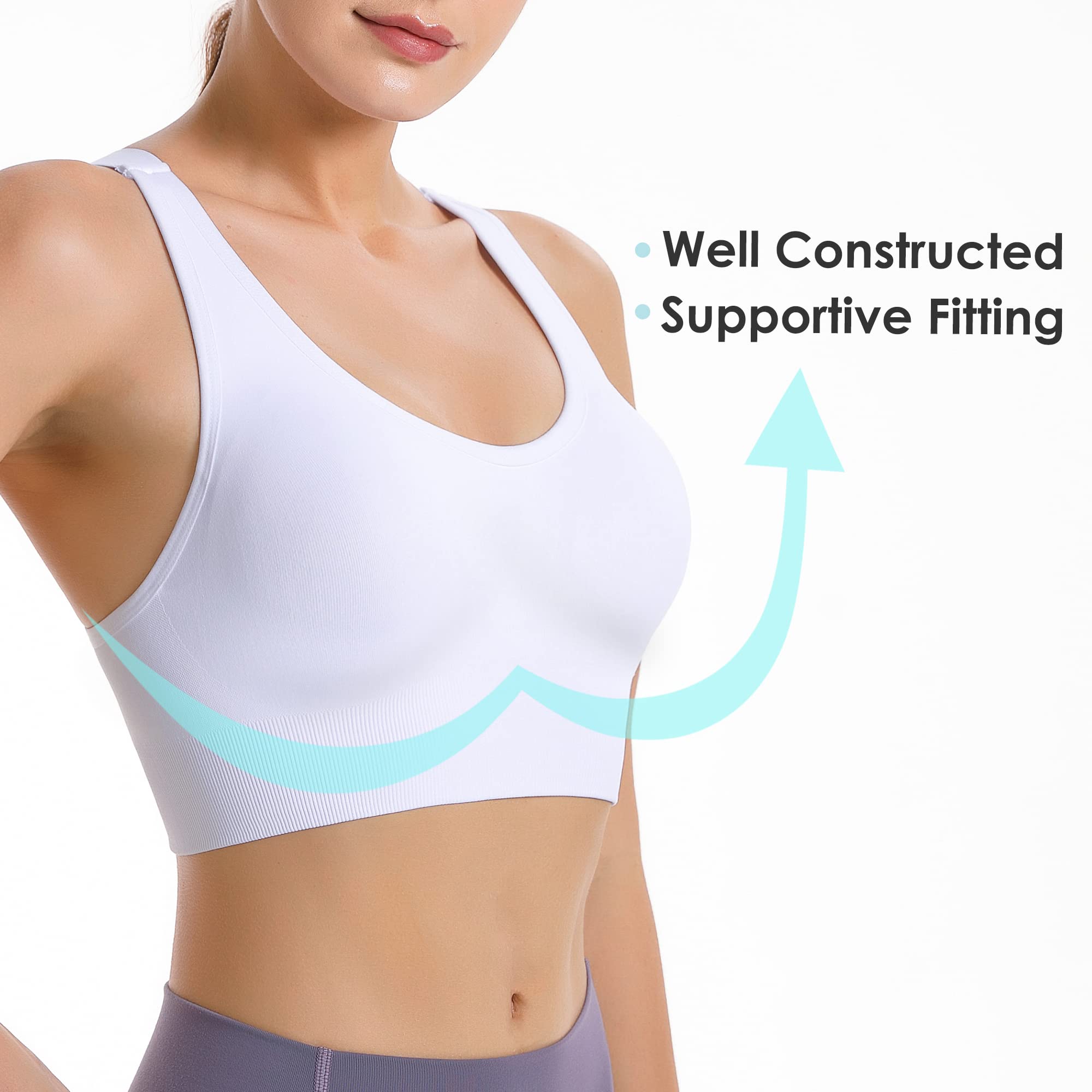 Evercute Women's Sports Bra - Padded Medium Support Criss Cross Strappy Seamless Yoga Bra for High Impact Workouts & Athletic Activities | Perfect for Gym, Running, Yoga & Fitness Training