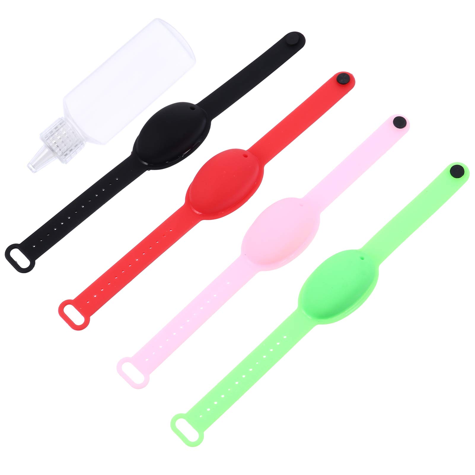 MILISTEN 4 Pack Leak-Proof Adjustable Wristband Hand Sanitizer Dispenser - Portable Squeeze Bracelet for Hand Gel with Bottle - Ideal for Travel, Gym, School & Outdoor Activities