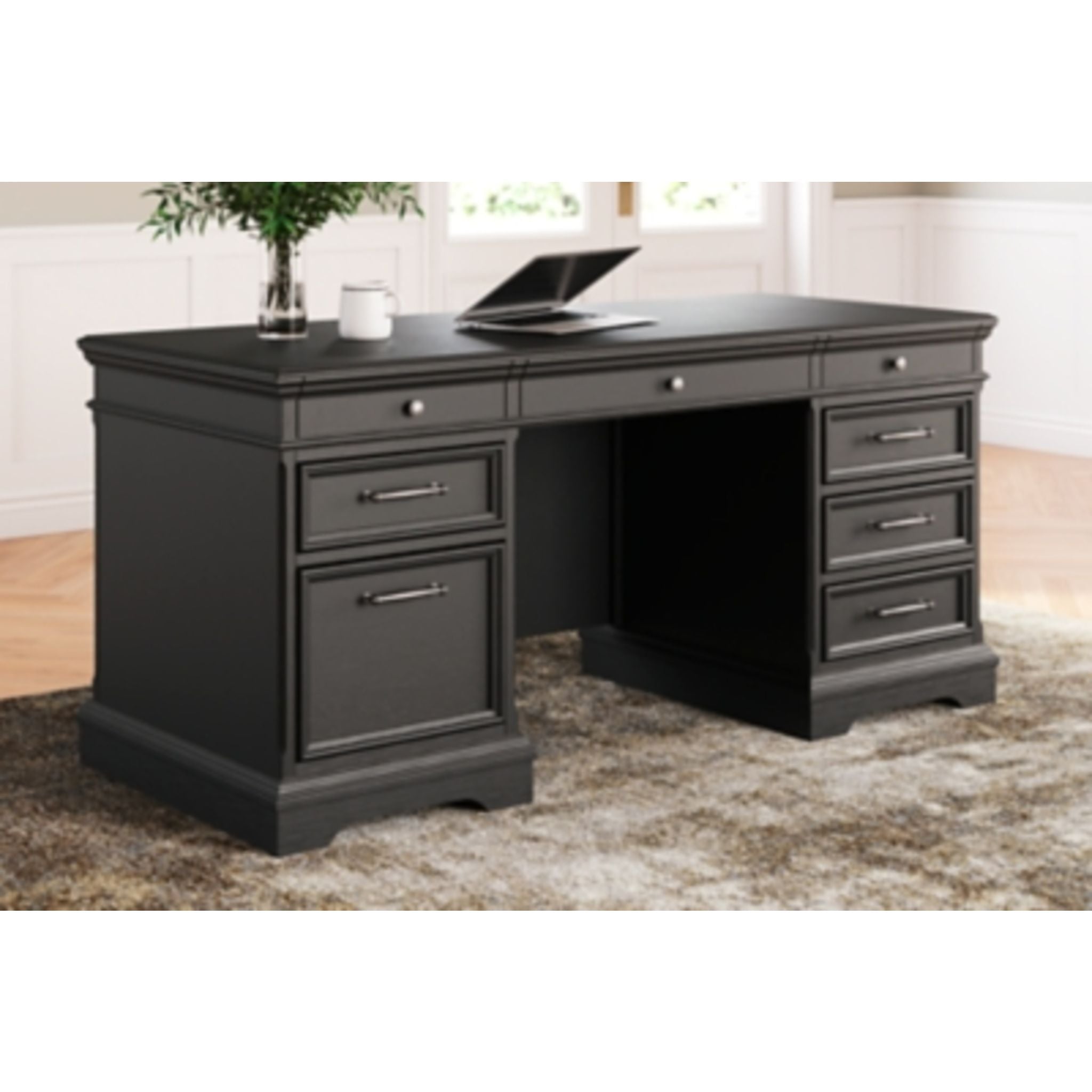 Beckincreek Black Modern Office Desk - Stylish & Durable Writing Desk for Home Office, Study, or Workspace