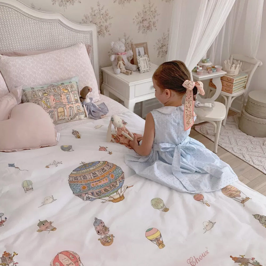 Atelier Choux Reversible Baby Quilt - Soft Organic Cotton Blanket for Nursery, Stroller & Travel - Luxury French Design for Boys & Girls