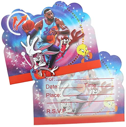 Basketball Party Invitations - 20 Space Jam Themed Birthday Cards for Kids (3.93x5.9in) | Basketball Birthday Party Decorations & Supplies - Perfect for Children's Sports Themed Celebrations