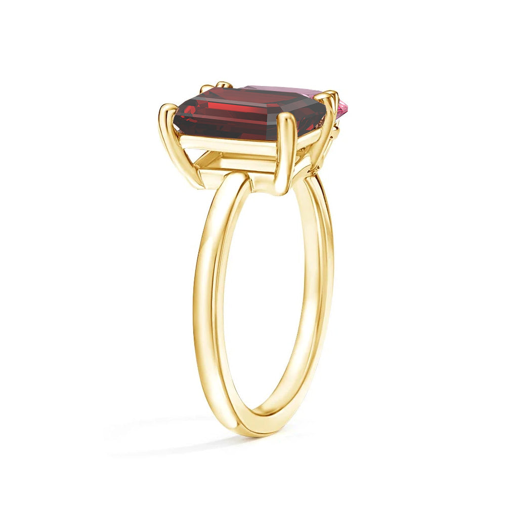 Personalized Garnet Birthstone Toi et Moi Ring for Women - Romantic Anniversary Gift for Her, Valentine's Day, Engagement or Wedding Jewelry