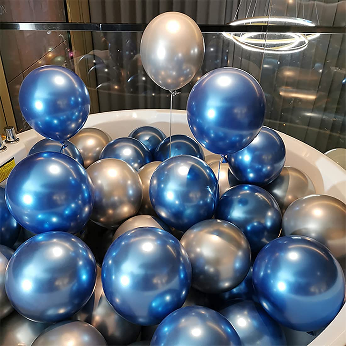 100pcs 12 Inch Chrome Metallic Blue Helium Balloons - Premium Party Decorations for Birthday, Wedding, Baby Shower & Christmas Events - Perfect for Balloon Arches, Ceiling Decor & Party Backdrops