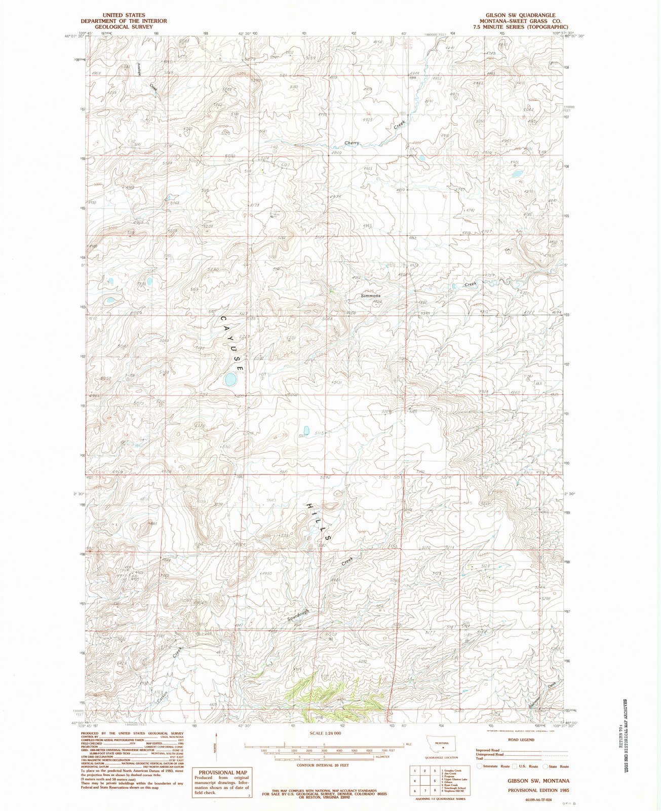 1985 Gibson, MT - Vintage USGS Topographic Wall Map - 44x55 Inch Large Historical Montana Map Art - Perfect for Home, Office & Classroom Decor