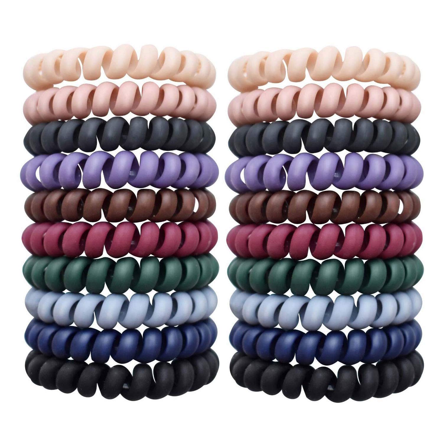 20Pcs Spiral Hair Ties - No Crease Plastic Coil Hair Elastics for Women & Girls (Telephone Cord Style) - Perfect for Workouts, School, and Everyday Hairstyles