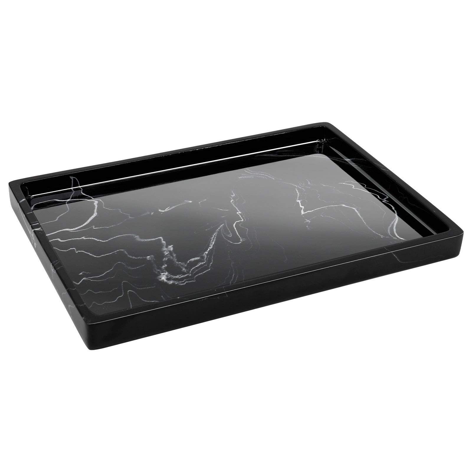 Jolitac Marble Bathroom Tray - Elegant Perfume & Jewelry Organizer with Key Holder, Perfect for Vanity, Dresser, and Countertop Decor | Stylish Display for Tissues, Candles, Soap & Towels in Bathroom, Bedroom or Living Room