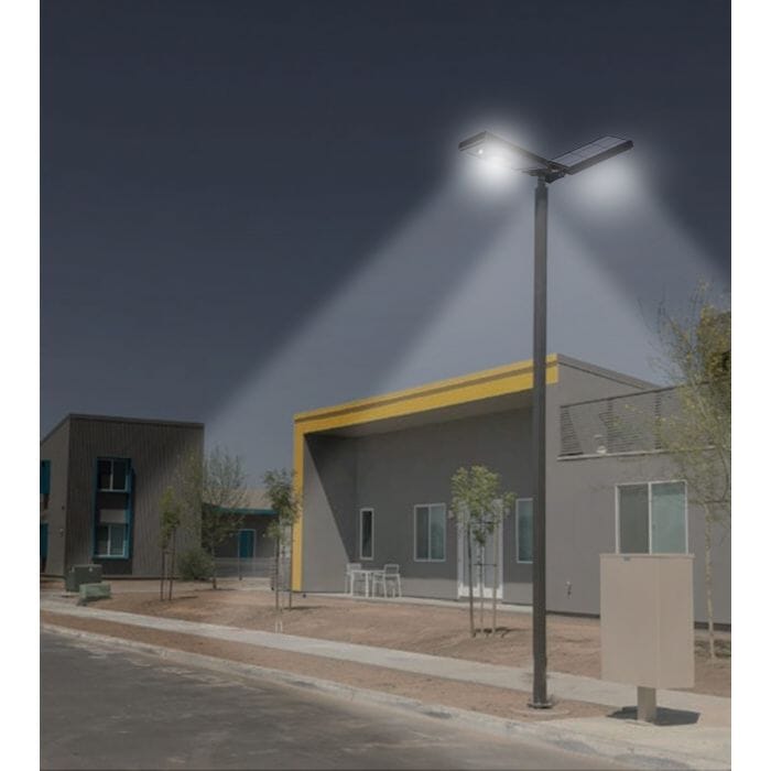 Solar Powered AI Smart CREE LED Parking Lot Lights - Outdoor Security Lighting for Driveways, Garages, and Commercial Areas