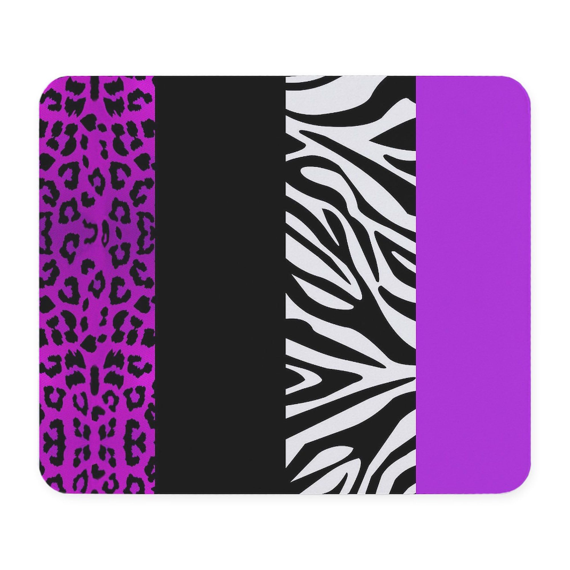 Non-Slip Purple Leopard & Zebra Print Gaming Mouse Pad - Durable Rubber Base for PC, Laptop, Office & Home Computer Workstations