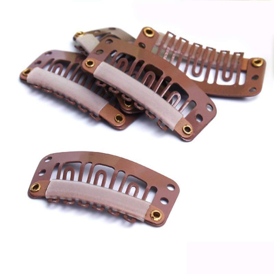 RITZPRIME 6 Teeth Stainless Steel Hair Clip Extensions - 12 Pack Small Brown Hair Clips for Women | Secure Hold for Thin to Thick Hair | Perfect for Daily Styling, Parties & Special Occasions