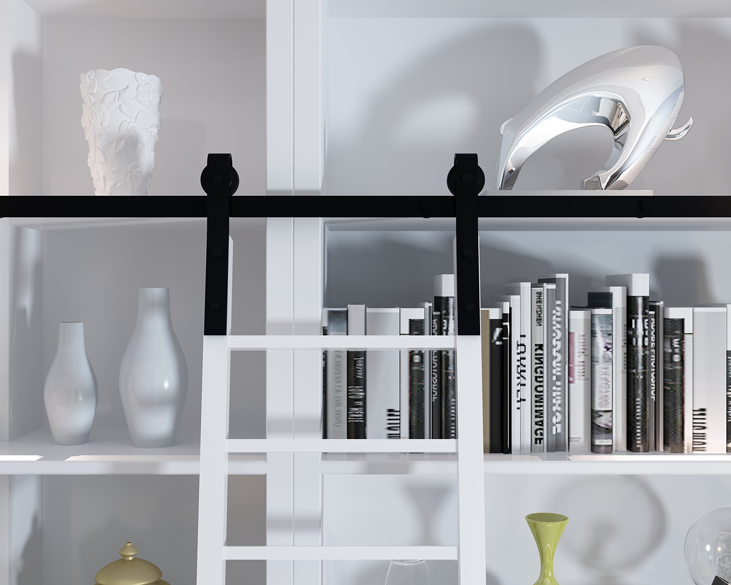 5 FT (1525 mm) Rolling Ladder Hardware Kit - Heavy Duty Sliding Library Ladder Track System for Bookshelves, Lofts & Home Storage Solutions