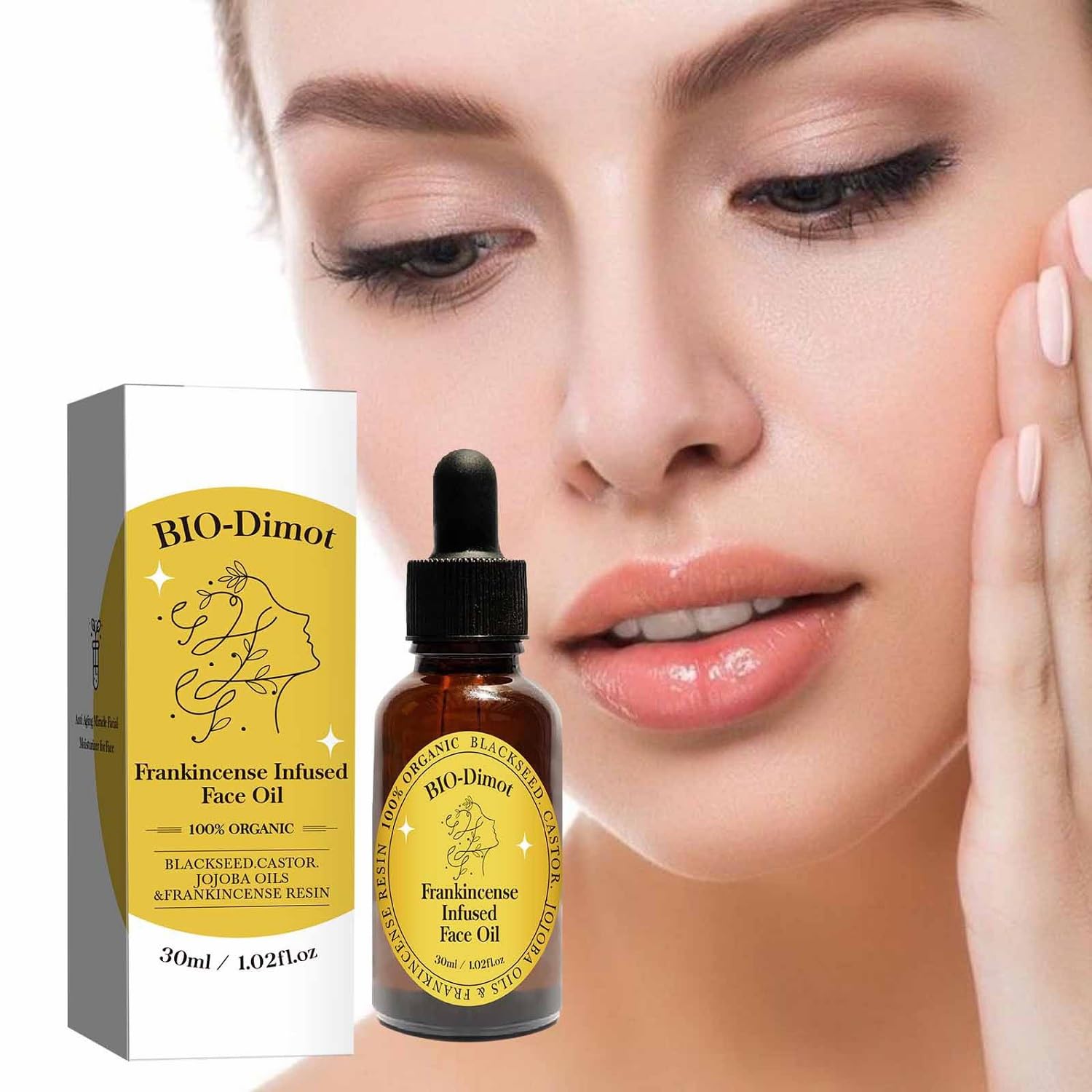 2Pcs Organic Frankincense Resin Oil & Castor Oil for Face - Natural Anti-Aging Facial Serum with Black Seed | Moisturizing Skin Care for Dry Skin, Wrinkles & Fine Lines | Perfect for Night Routine & Daily Hydration