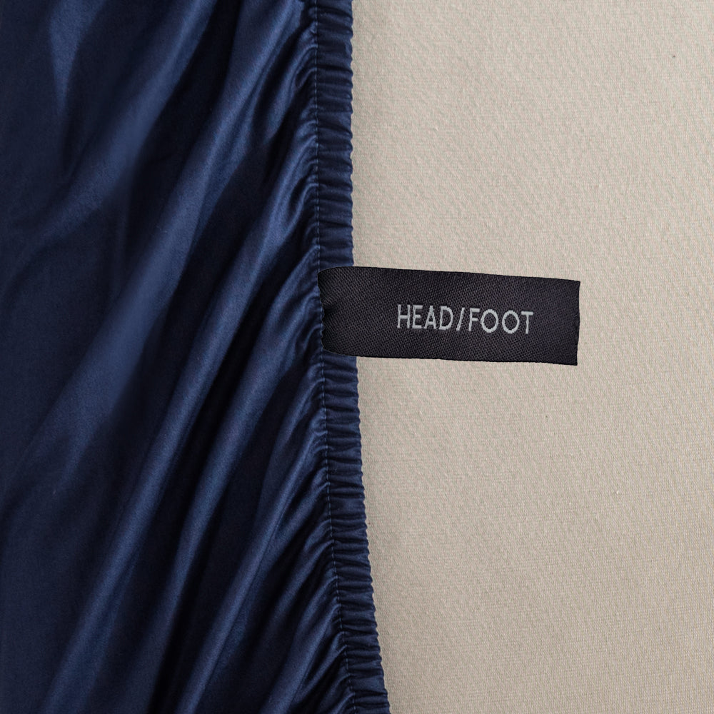 Premium 400 Thread Count Casey Cotton Fitted Sheet - Navy Blue - Long Single Bed (40cm Deep Pocket) | Soft & Breathable Bedding for Guest Rooms, Dorms & RVs