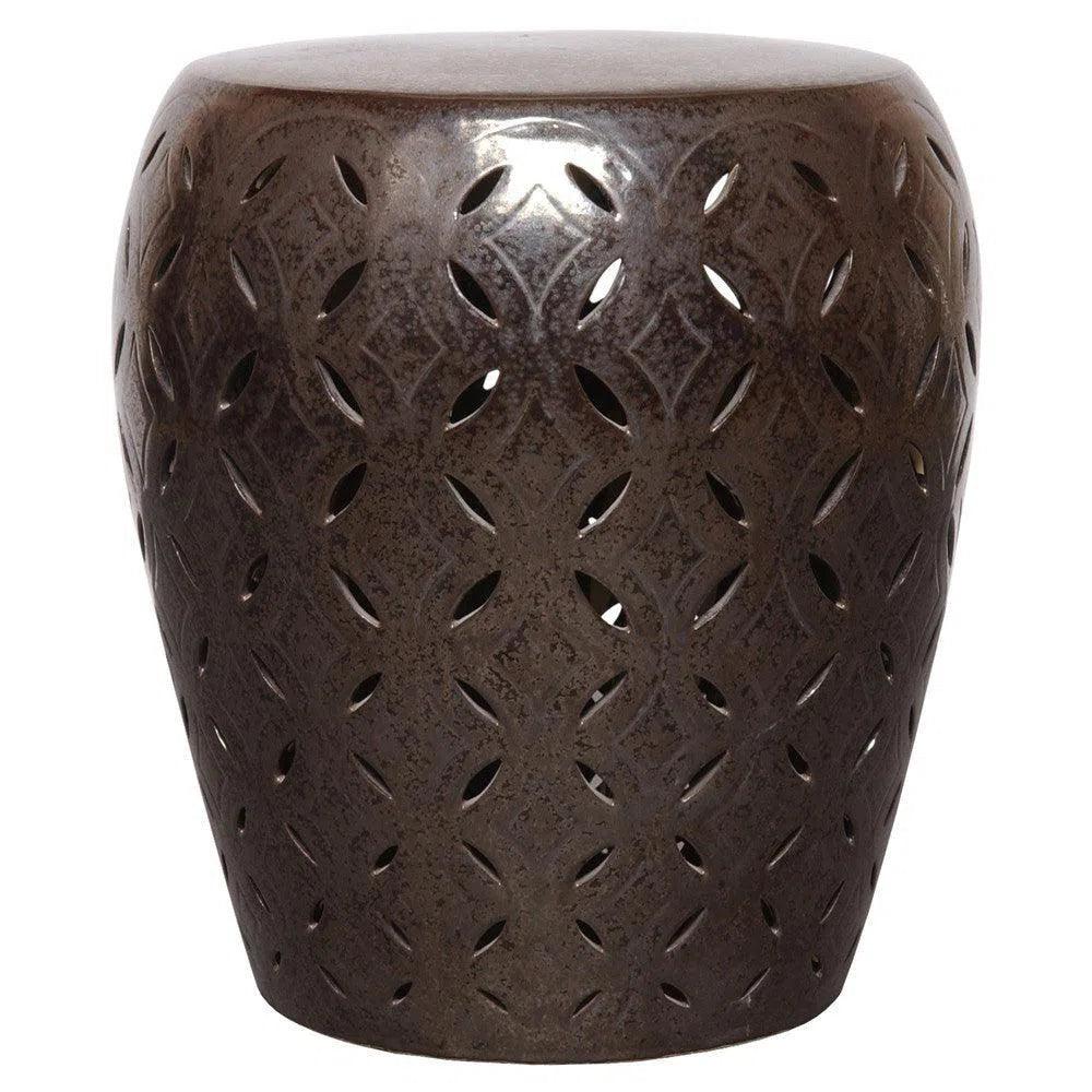 22 Inch Decorative Lattice Garden Stool - Outdoor Patio Furniture for Garden, Yard, and Poolside Decor