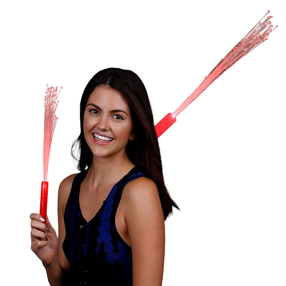 Red Fiber Optic LED Light Wand - Magical Glowing Party Accessory for Raves, Halloween & Cosplay