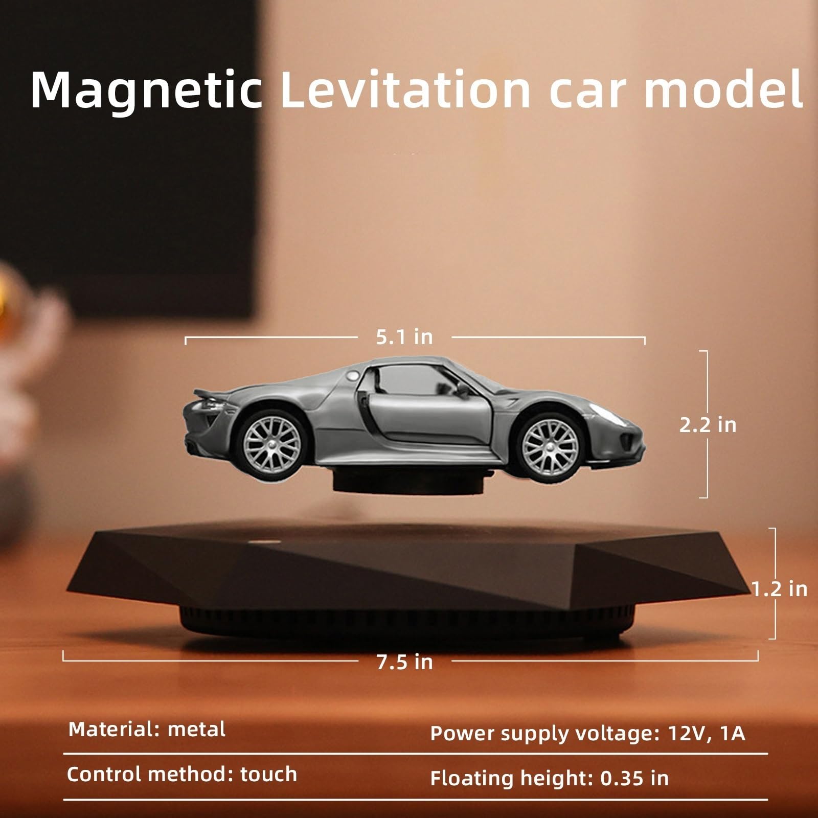 360° Rotating Levitating Display Model Car - Magnetic Floating Stand for Small Car Decoration | Unique Tech Gift for Car Lovers, Office Desk Toy & Modern Home Decor | Perfect for Birthday Presents, Man Cave Display & STEM Education