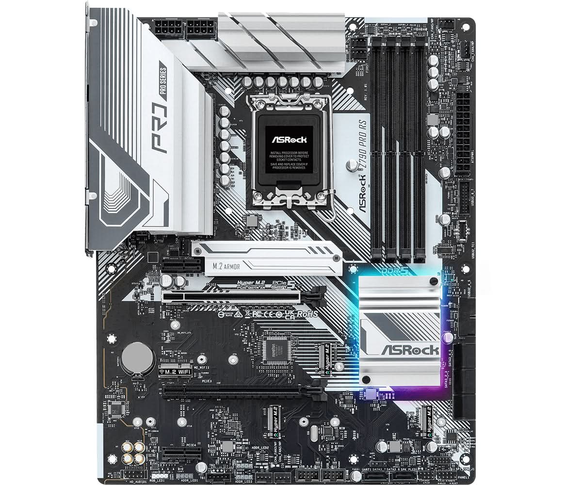 ASRock Z790 Pro RS Intel Z790 LGA 1700 ATX Motherboard - High Performance Gaming & Workstation PC Build for Intel 12th/13th Gen CPUs, DDR5 Support, PCIe 5.0 - Perfect for Gaming Rigs, Content Creation & Professional Workstations