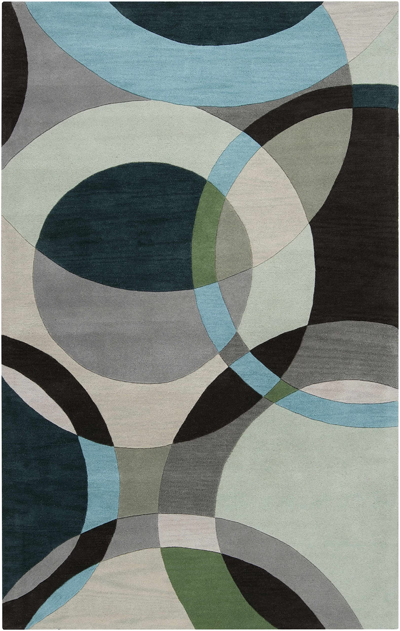 Modern Hauteloom Wyocena Wool Area Rug 8' x 11' - Soft Black & Blue Handwoven Rug for Living Room, Bedroom - Cozy Home Decor, Perfect for Family Gatherings & Relaxation