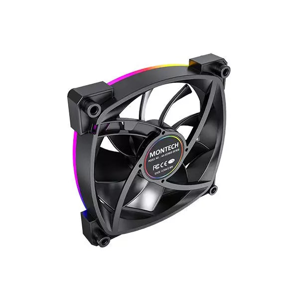 MONTECH AX120 ARGB 120mm PWM PC Cooling Fan - High Airflow, Low Noise, RGB Lighting for Gaming PC, Case, and CPU Cooler - Perfect for Gaming Rigs, Workstations, and Custom PC Builds (Black)