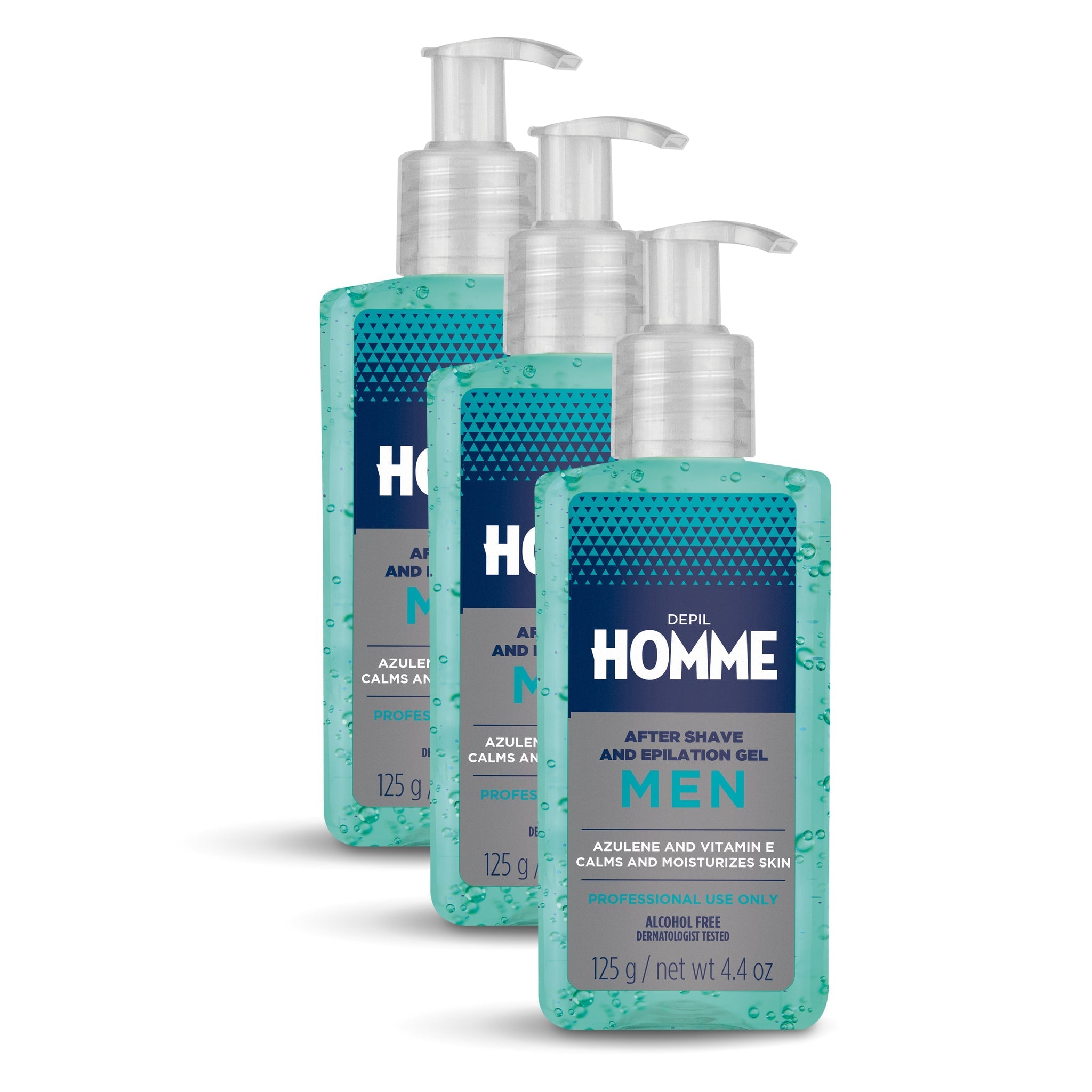 Depil Homme by Depil Bella - Men's After Shave & Waxing Soothing Gel, 125g (3 Pack) - Post Hair Removal Care for Smooth Skin, Redness Relief & Moisturizing