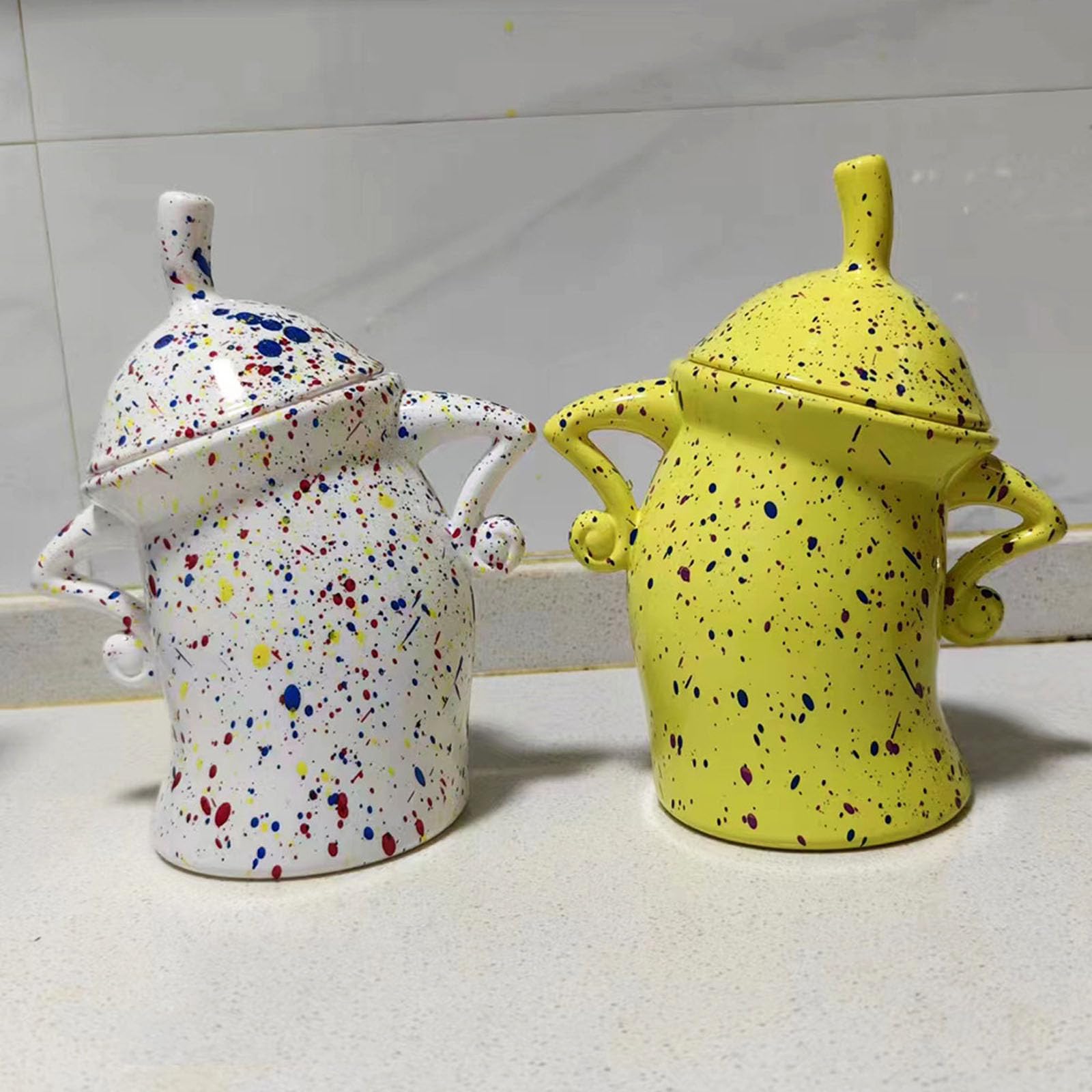 Stylish Sassy Hands on Hips Teapot & Canister Set - Drop Resistant Kitchen Organizer for Tea, Coffee & Sugar Storage - Perfect for Home Decor, Gift Giving & Coffee Shops (Style C)