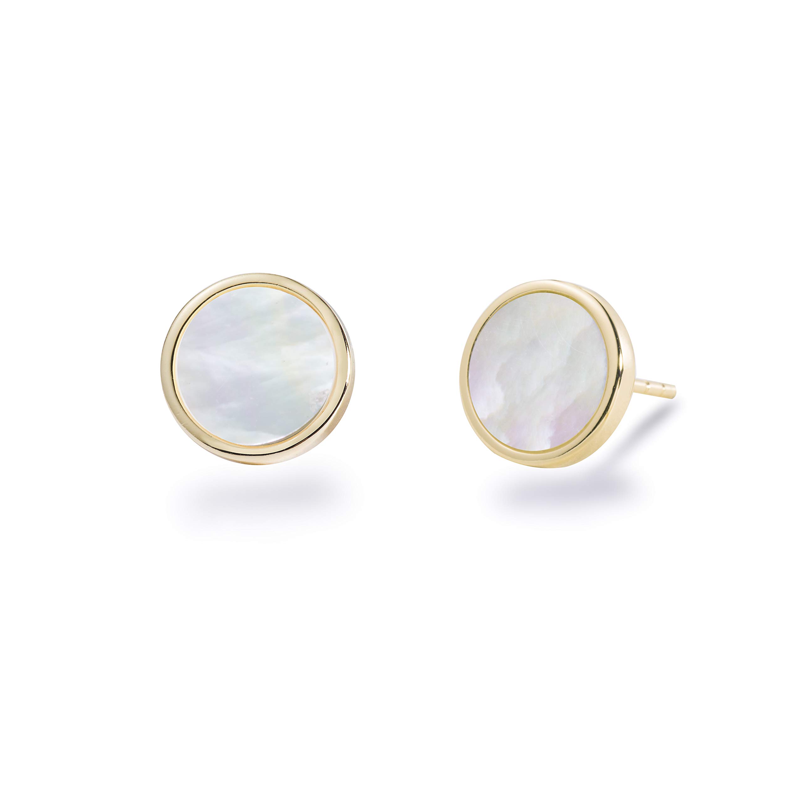 Hypoallergenic Mother of Pearl Stud Earrings for Women - Silver Round Shell Disc Earrings | Perfect for Everyday Wear, Office & Special Occasions