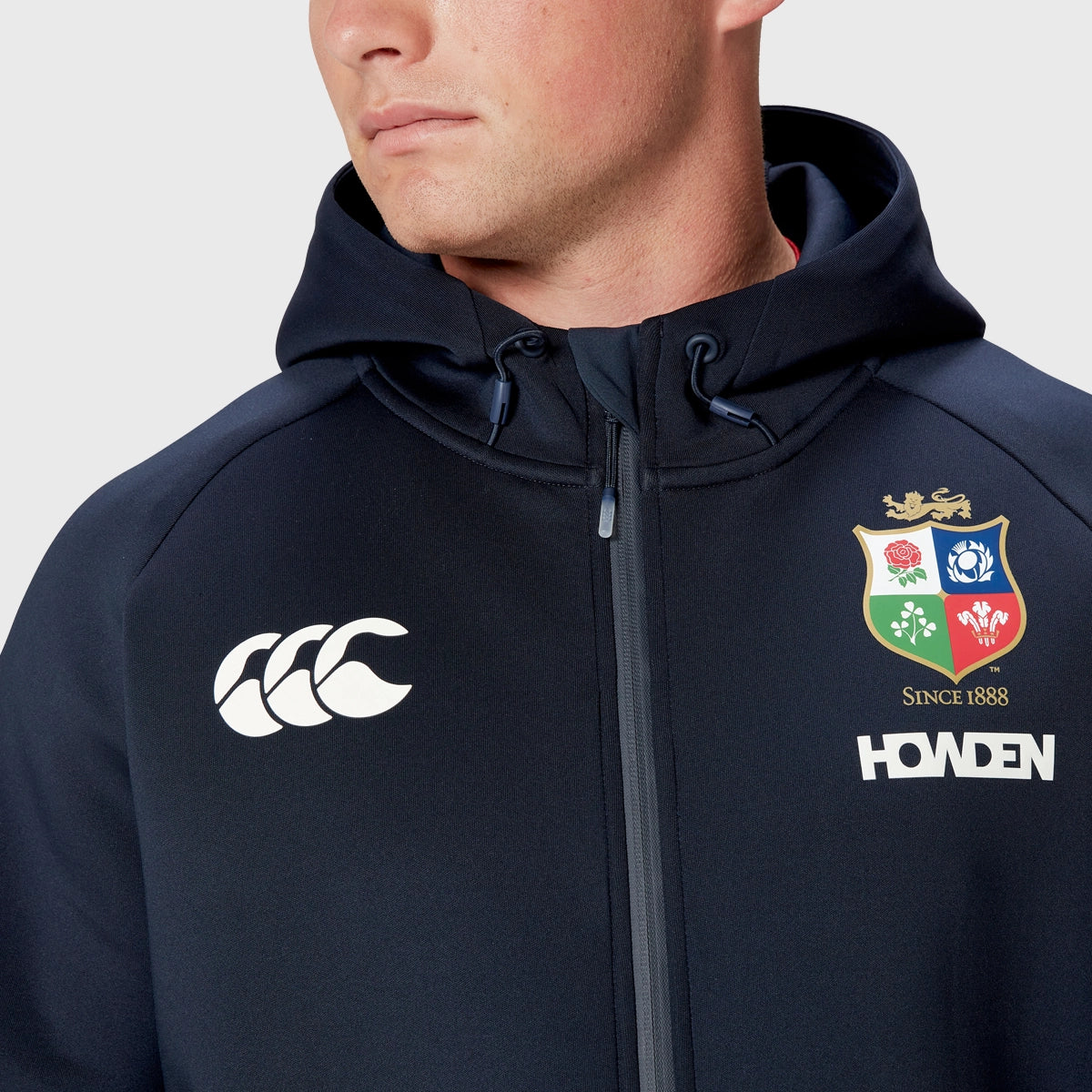 Canterbury British & Irish Lions Men's Everest Hoody - Navy Blue Rugby Training Hooded Sweatshirt for Gym, Outdoor & Casual Wear