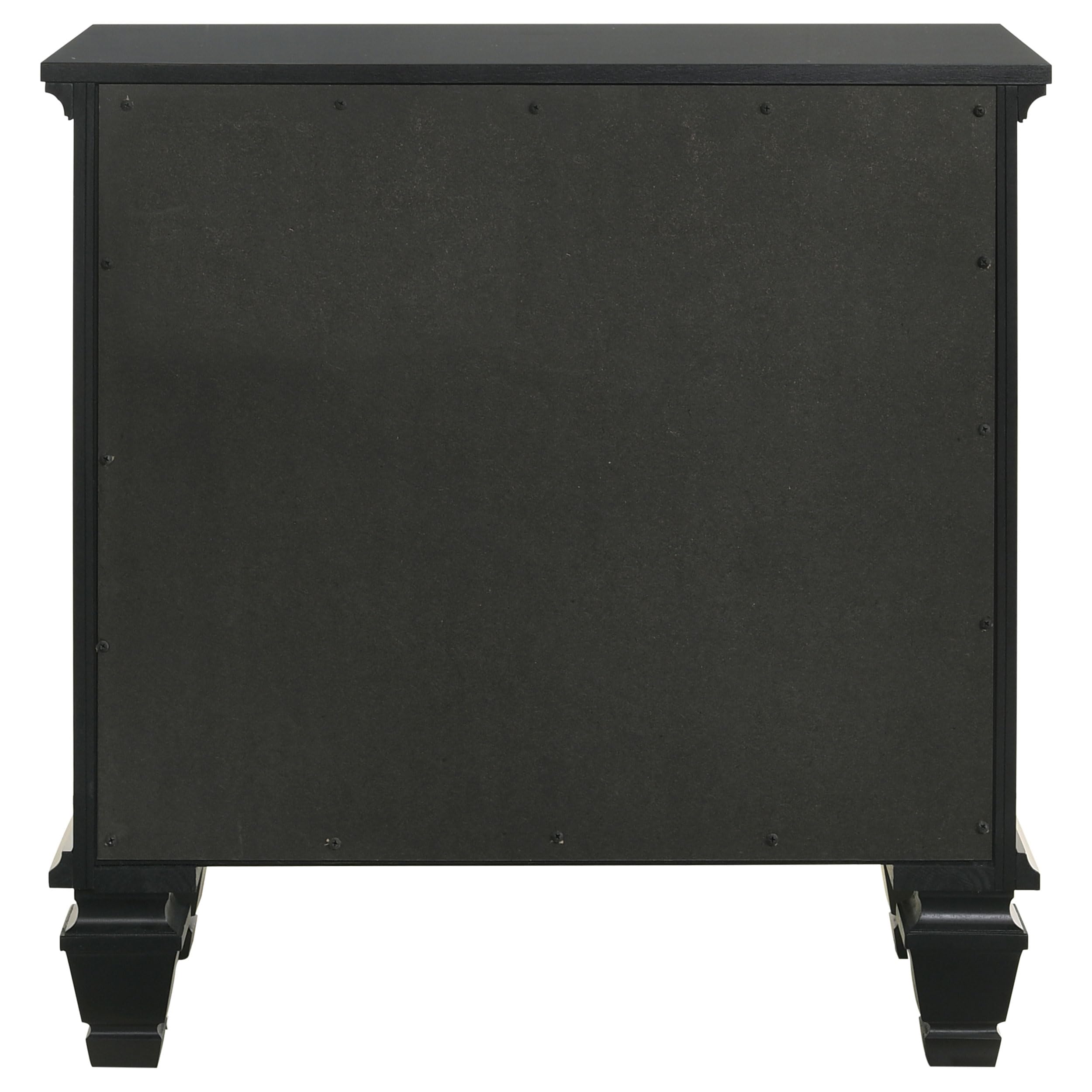 Coastal Wood 3-Drawer Nightstand - Sandy Beach Style Bedside Table with Storage Organizer for Bedroom - Black (201322) | Perfect for Beach House Decor & Guest Room Furniture