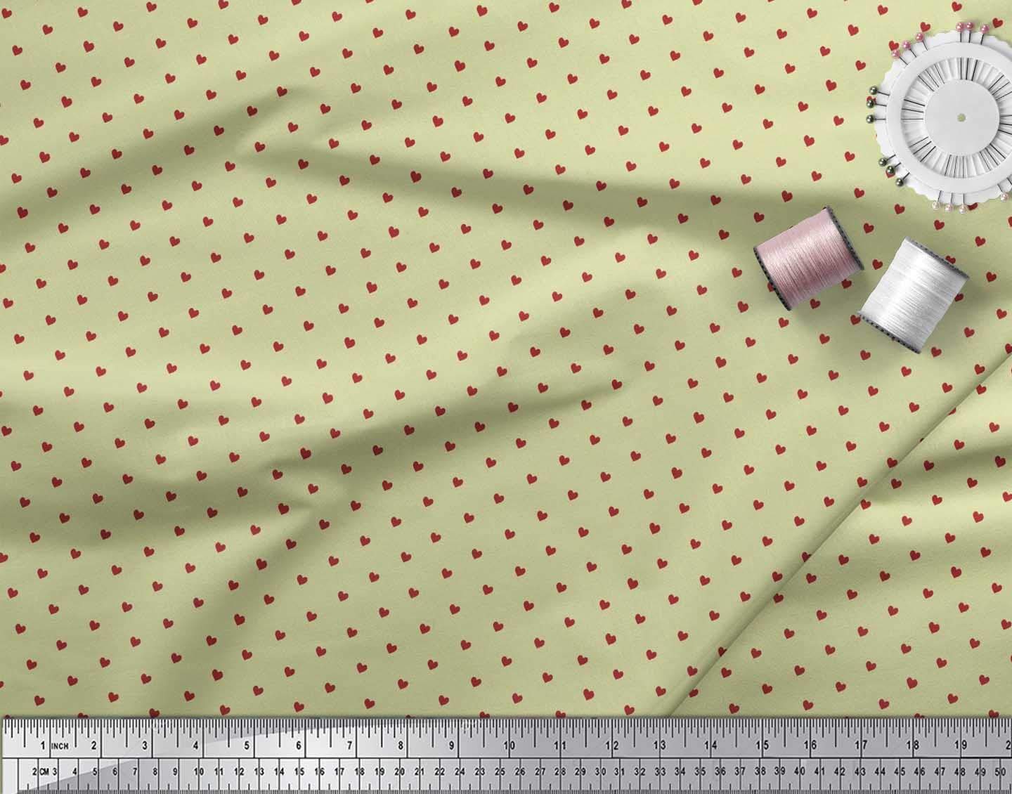Soimoi Moss Georgette Brown Fabric by The Yard - 42 Inch Wide Printed Fabric with Small Heart Motifs - Sweet Romantic Shirting Material for Dresses, Blouses & DIY Sewing Projects