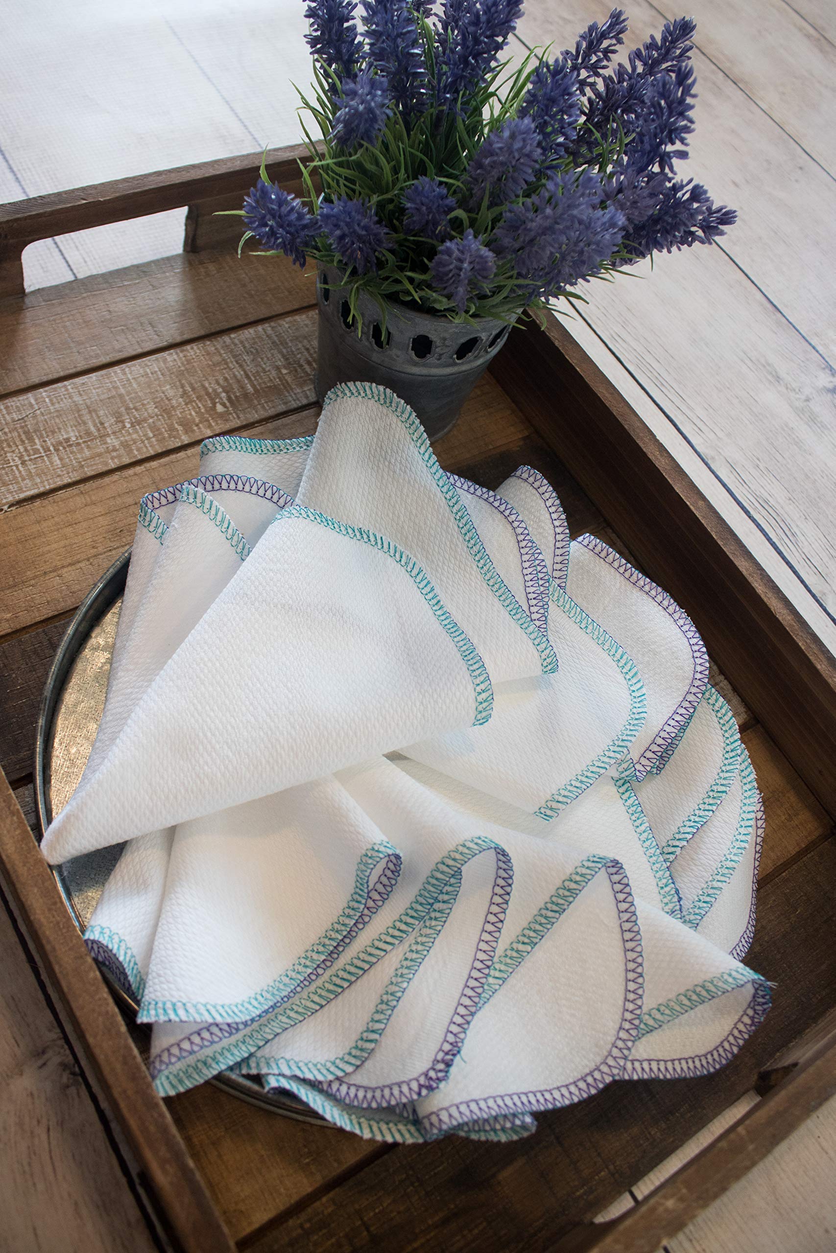 Eco-Friendly Reusable Paper Towels - 12 Pack Washable Cloth Towels for Kitchen, Sustainable & Soft Teal Purple Paperless Towels | Perfect for Cleaning, Spills & Eco-Conscious Homes (Bright White)