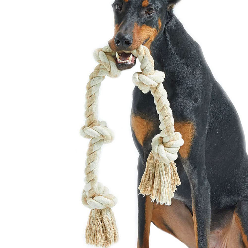 **Durable Cotton Rope Dog Chew Toys for Large Aggressive Chewers - Tough Teeth Cleaning & Tug of War Game - Perfect for Playtime, Training, and Dental Health**