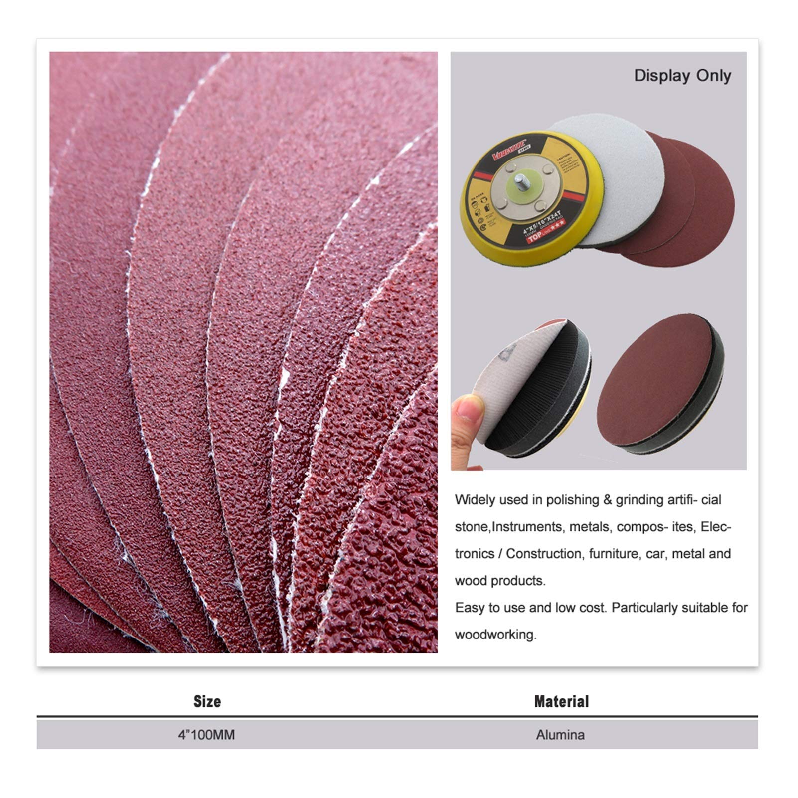 10-Piece 4 Inch (100mm) 60-2000 Grit Hook & Loop Sanding Discs for Polishing, Sanding, and Dry Grinding – Coarse to Fine Sandpaper Pads – Perfect for Woodworking, Metal Finishing, and DIY Projects (600 Grit)