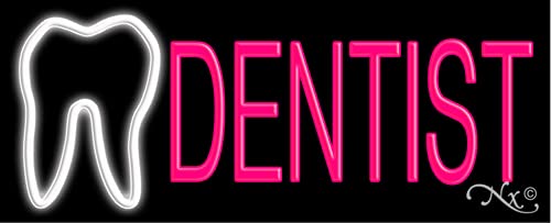 Dentist Glass Neon Sign #10049 - Handmade in USA - Perfect for Dental Office Decor & Waiting Room Lighting