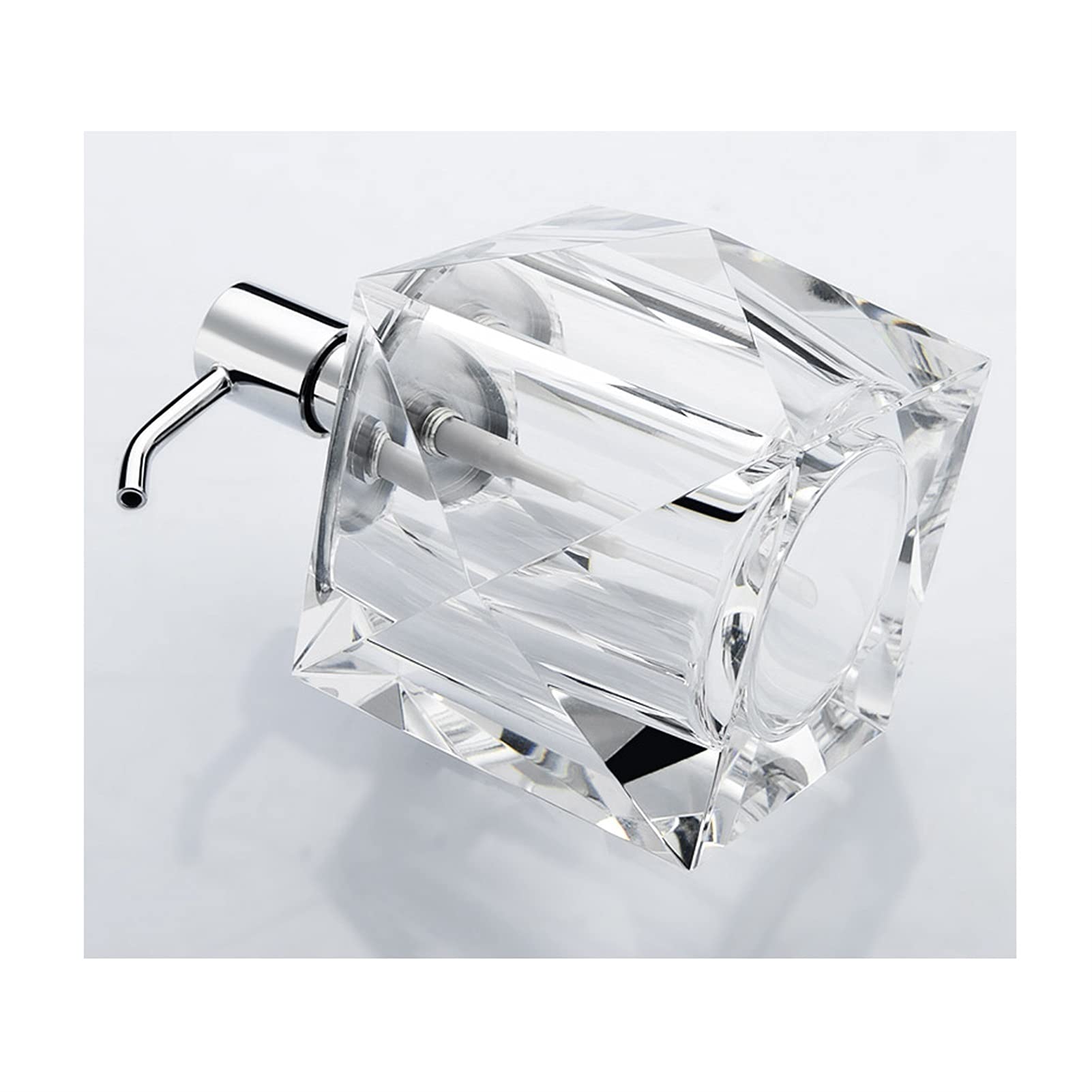 Premium 250ml/8.8oz Refillable Glass Soap Dispenser with 10-Grade Electroplated Pump - Elegant Square Design for Bathroom, Kitchen & Vanity (Silver) - Perfect for Liquid Hand Soap, Lotion & Dish Soap Dispensing