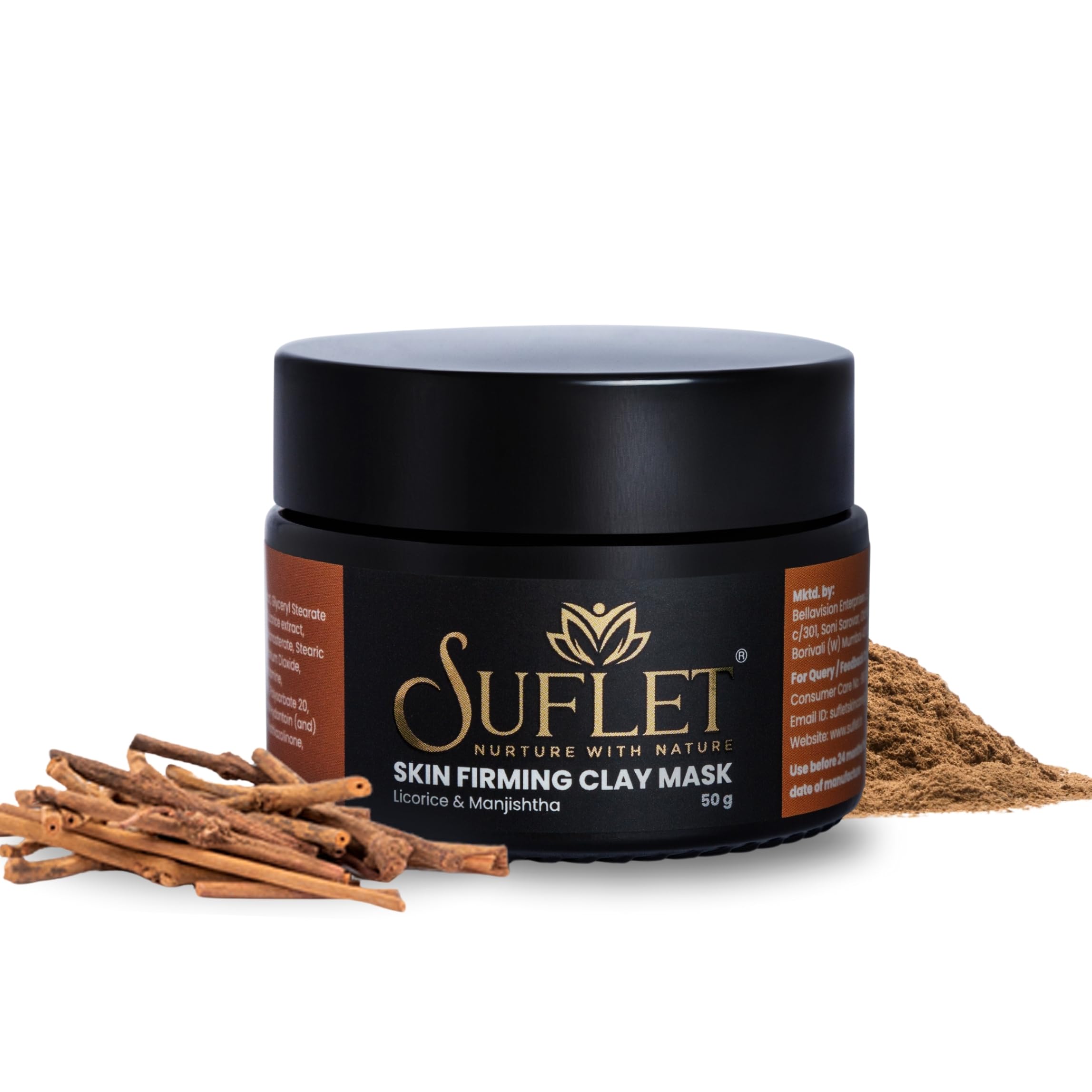 Licorice & Manjishtha Skin Firming Clay Mask - Deep Pore Cleansing, Dead Skin Removal for All Skin Types | 50gm Face Mask for Men & Women | Perfect for Spa Nights & At-Home Skincare Routines