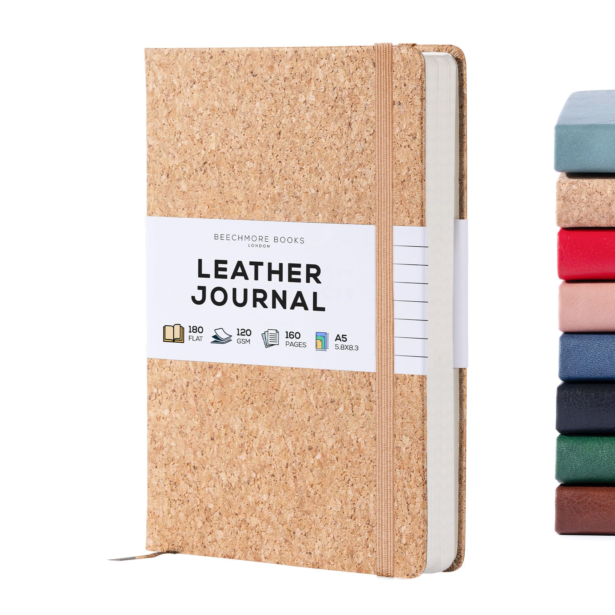 Premium BEECHMORE Lined Journal Notebook - 5.8 x 8.3 inch A5 Size, 160 Pages Hardcover Leather Writing Notebook for Women & Men, 120 GSM Thick Paper, Gift Box Included - Perfect for Work, School, Travel & Daily Journaling