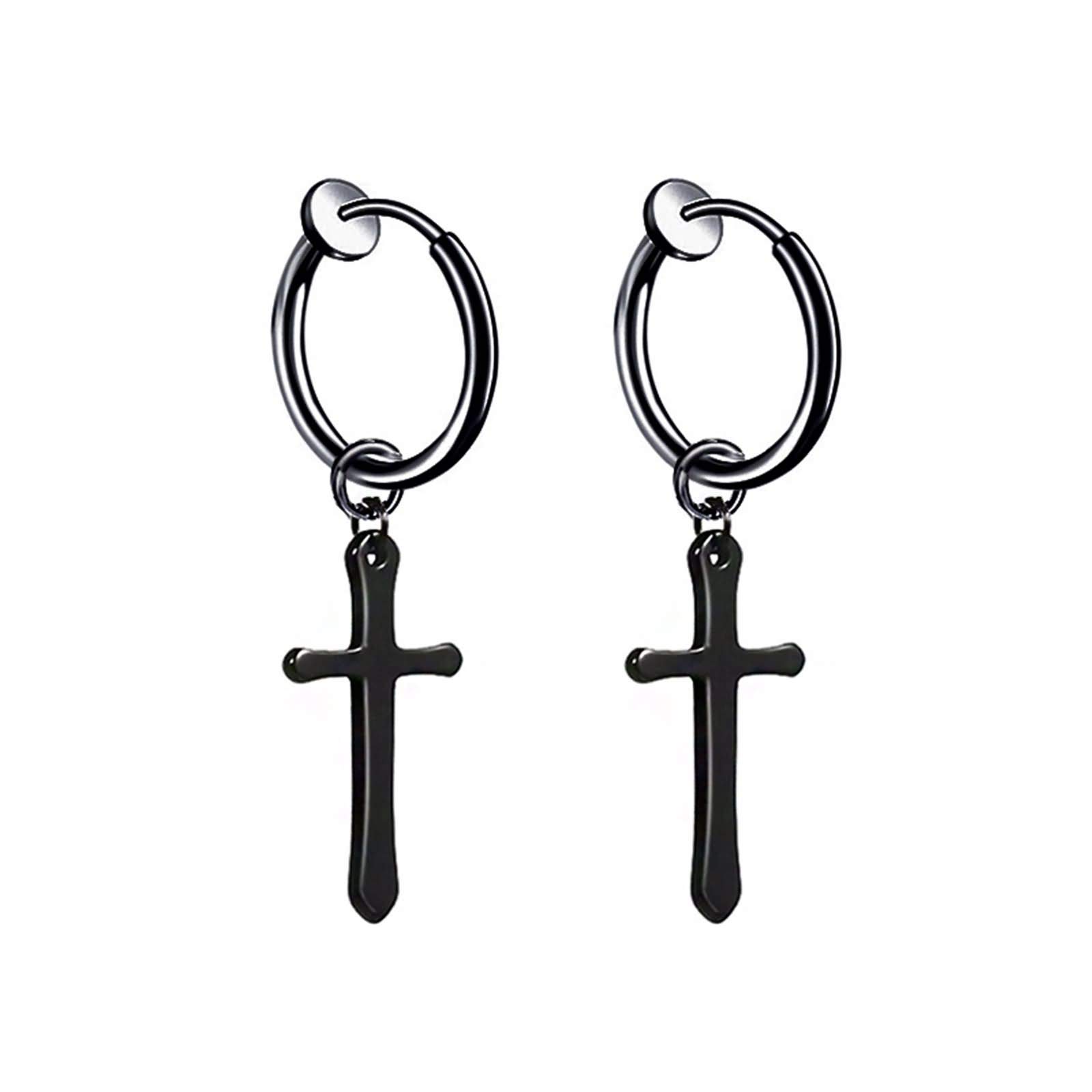 Whoiy Stainless Steel Dangle Earrings for Women, Round Cross Design Baublebar Earrings, Best Friend Gift for Everyday Wear & Special Occasions