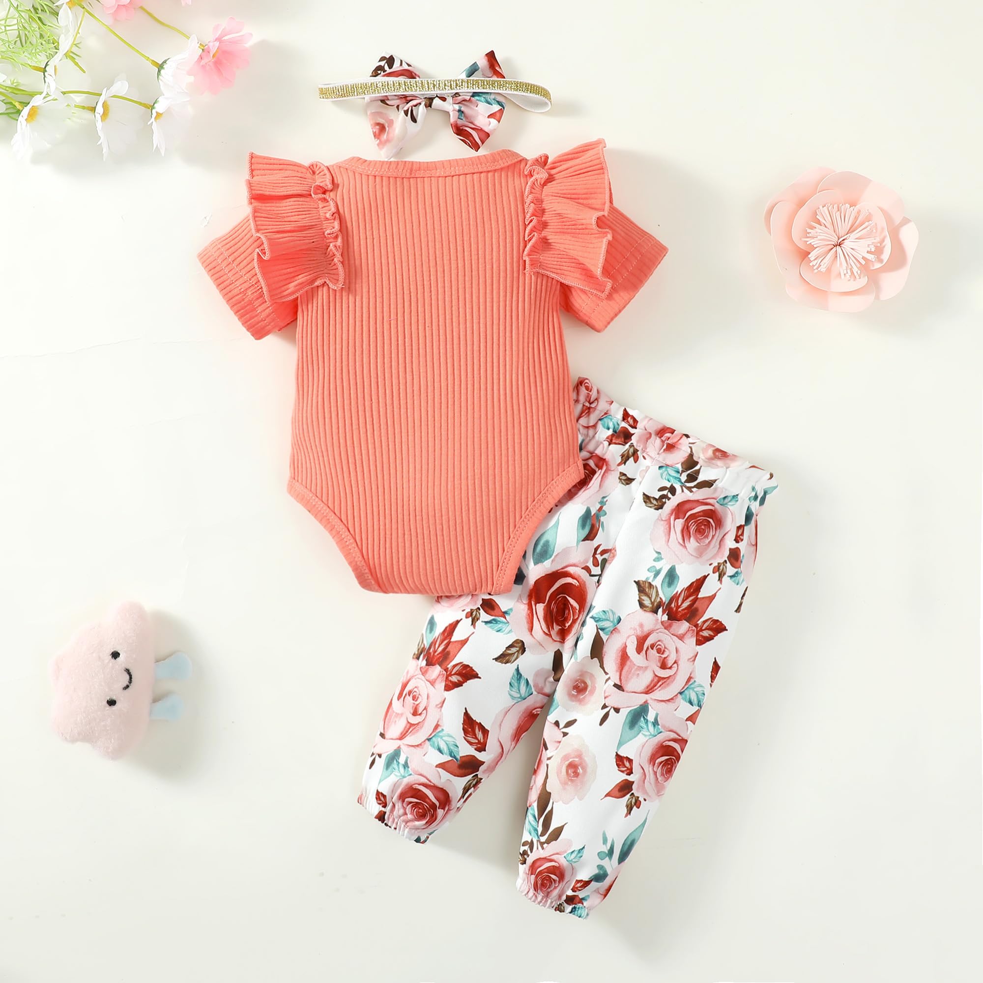 **Adorable Baby Girl Clothes Set – Long Sleeve Romper & Pants Outfit for Newborns | Soft & Warm Fall/Winter Infant Wear | Perfect for Holidays, Photos & Daily Playtime**