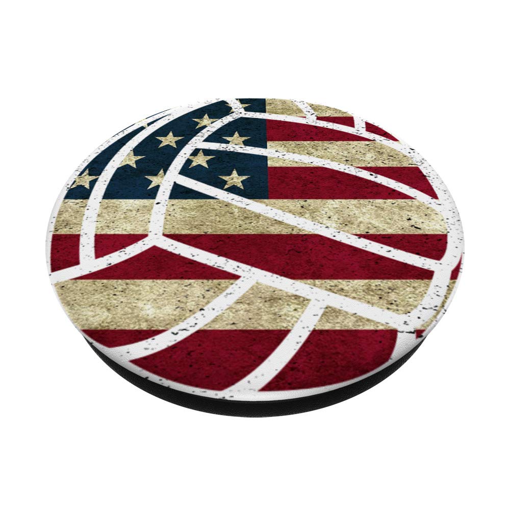 USA Flag Volleyball Phone Stand - Patriotic Volleyball Fan Accessory for Home, Office, and Game Day Decor