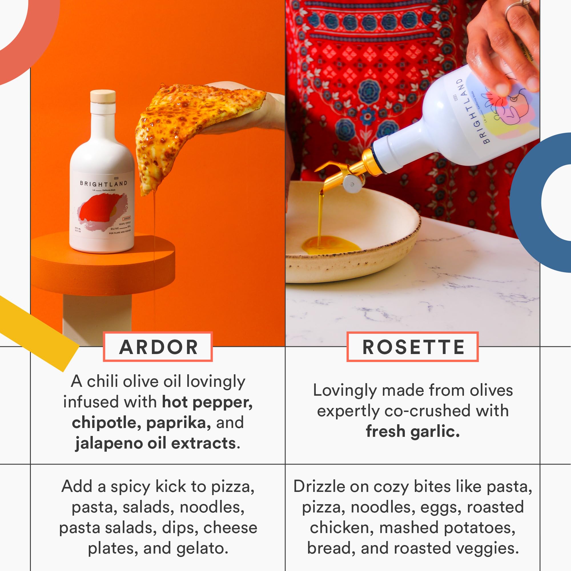 Brightland The Artist Capsule Cold-Pressed Extra Virgin Olive Oil Set - Infused with Garlic, Lemon, Basil & Chili Peppers, 12.7 fl oz (Pack of 4) | Oprah's Favorite Gourmet Cooking Oil for Salads, Pasta & Artisanal Recipes