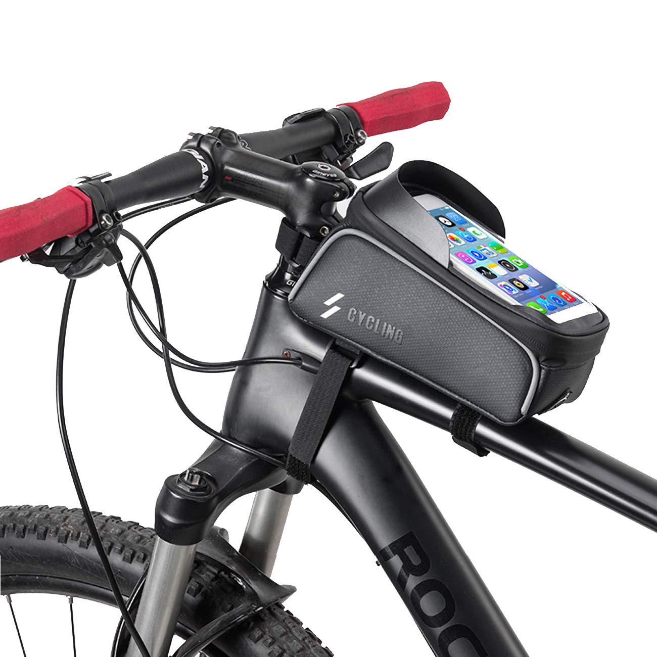 **Waterproof Bike Phone Mount Bag - Front Frame & Handlebar Storage with Touch Screen Access - Ideal for Cycling, Commuting & Outdoor Adventures**