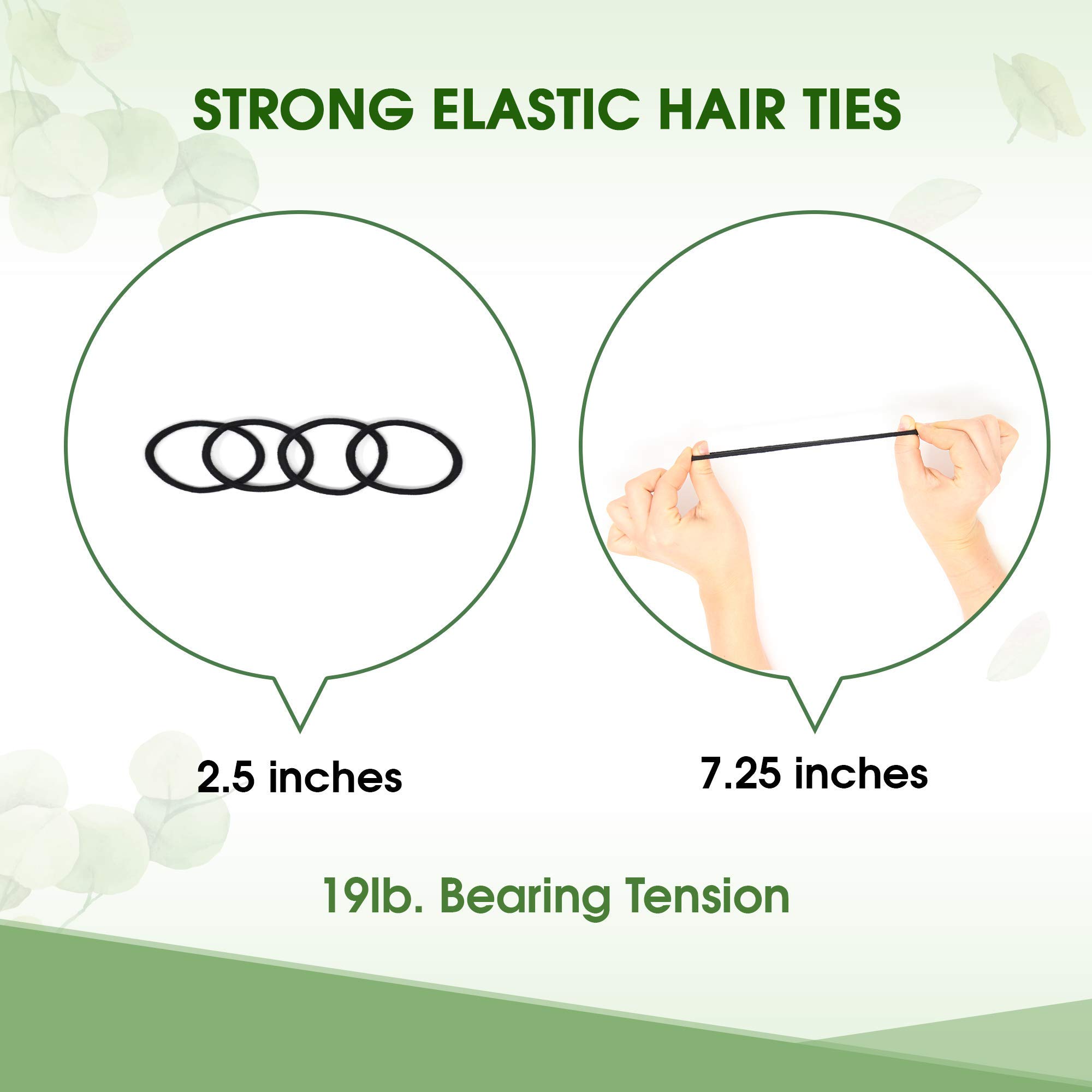 Eco-Friendly Biodegradable Hair Ties for Women & Men - Organic No-Crease Black Ponytail Holders & Bun Hair Ties - Plastic-Free Hair Bands (5mm, 27-Pack) | Perfect for Gym, Office, Travel & Everyday Use