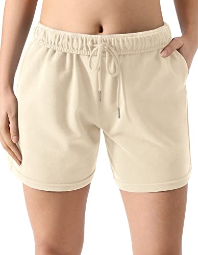 ODODOS Women's Workout Shorts with Pockets - French Terry Fabric, Drawstring & Fold Over Waist - Gym Running Athletic Shorts for Summer - Perfect for Yoga, Jogging and Casual Wear